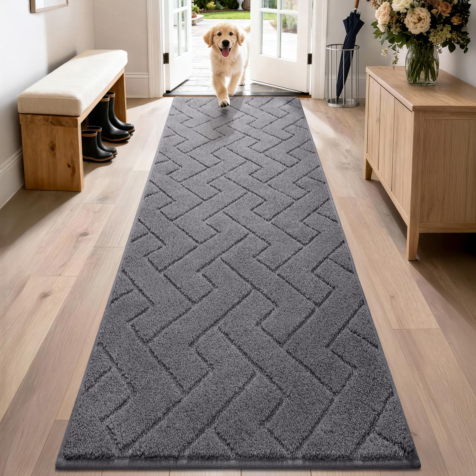 PURRUGS Dirt Trapping Door Mat 20" x 31.5", Non-Slip Machine Washable Entry Rug, Dog Doormat, Indoor Front Door Mat, Super Absorbent Entryway Rug for Muddy Shoes & Paws, Taupe
