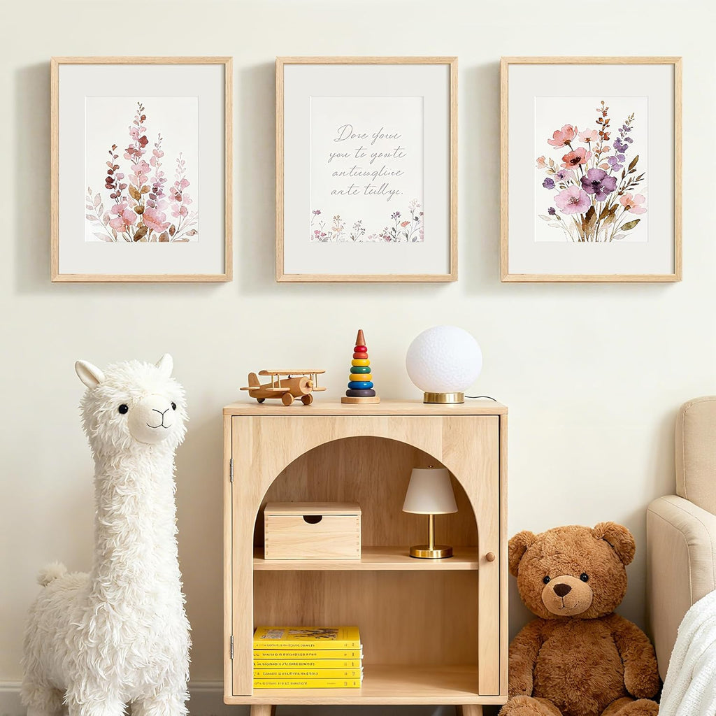 upsimples 16x20 Frames Set of 3, Natural Solid Wooden Picture Frames, Display 11x14 with Mat or 16 x 20 Without for Vertical or Horizontal Wall Hanging