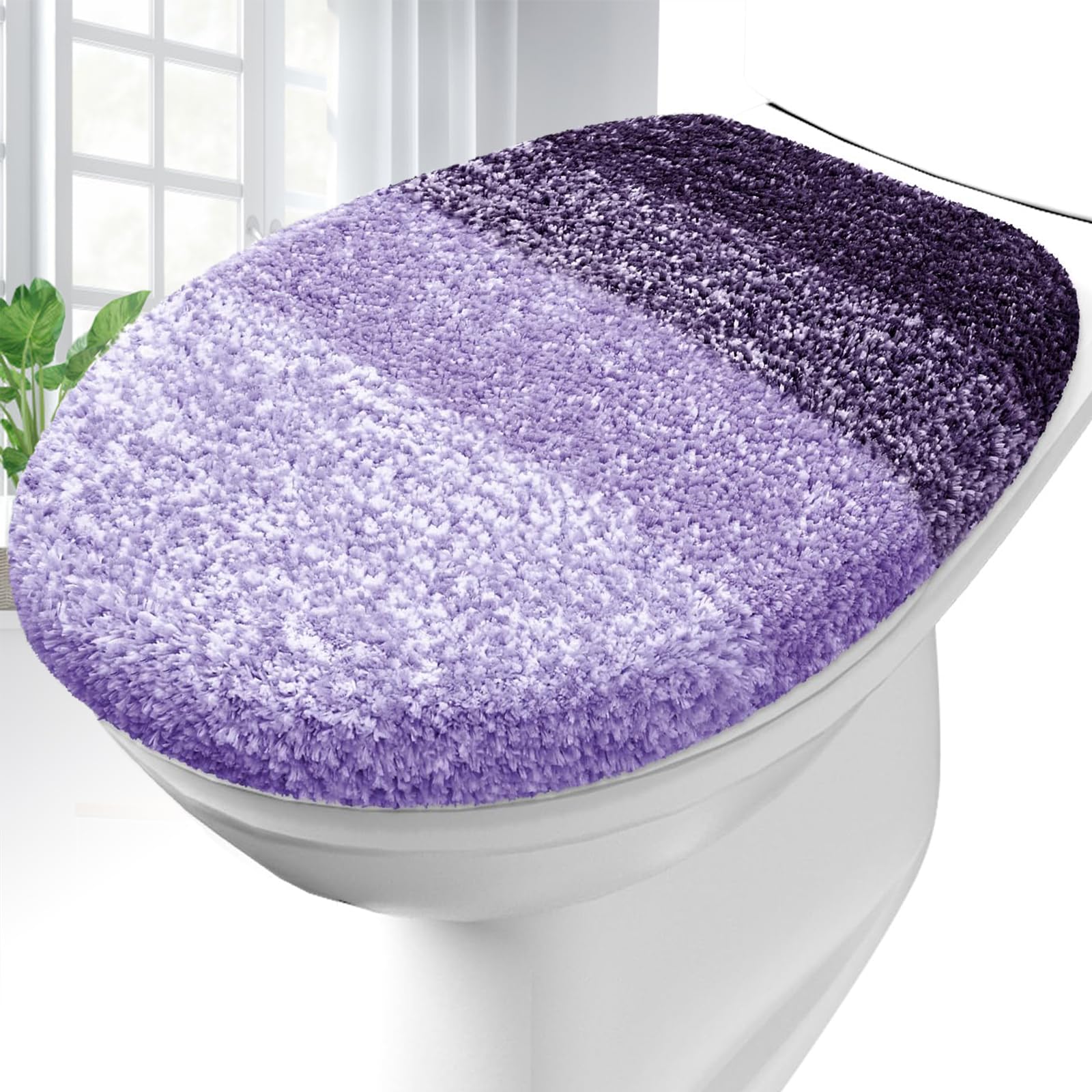 OLANLY Soft Microfiber Bathroom Toilet Lid Cover, Machine Washable Seat Covers, 17.5x15, Stays in Place Rubber Backing, Fits Most Round, Elongated and Oblong Lids, Accessories Decor, Gray