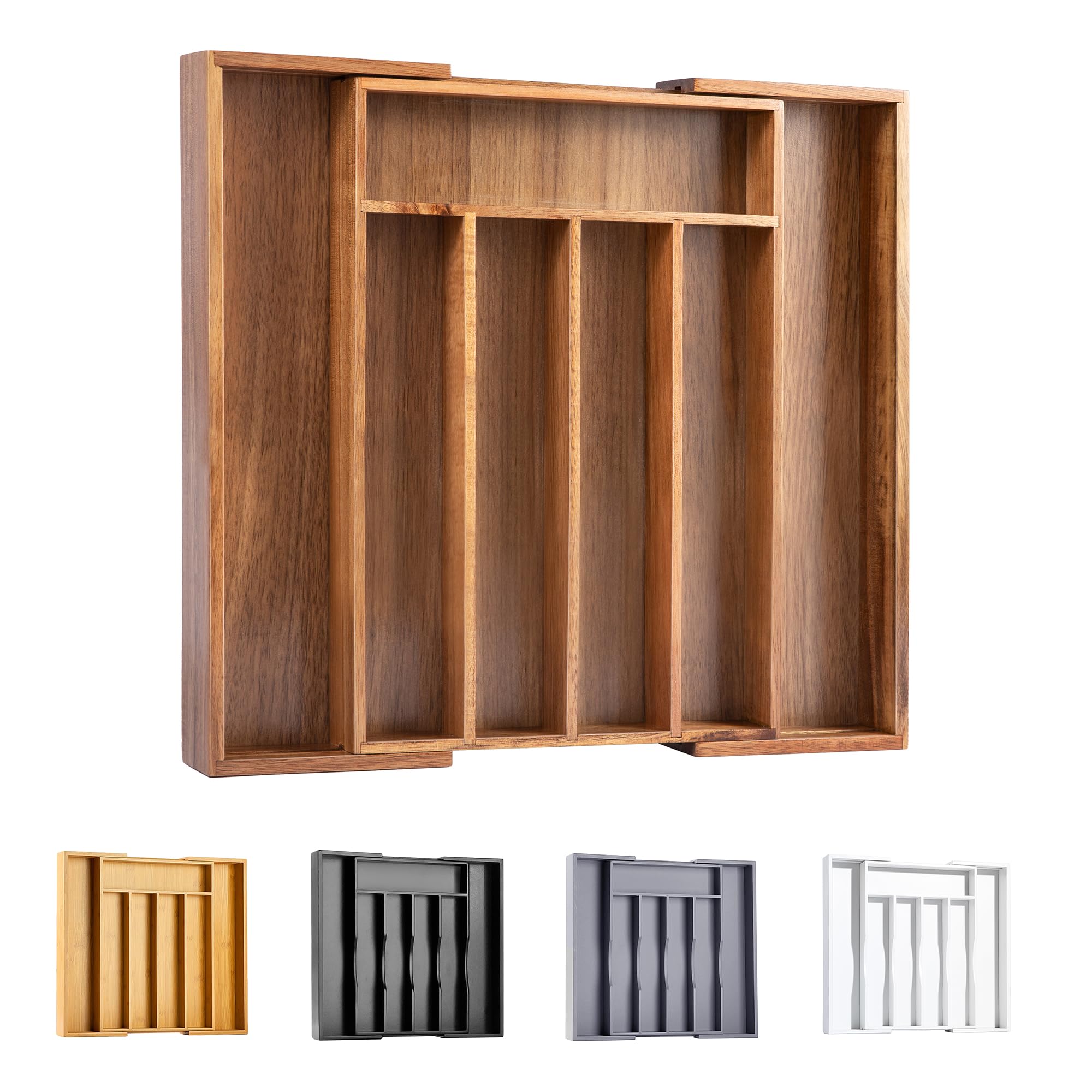 Bellsal Silverware Organizer Kitchen Drawer Organizer Expandable Bamboo Utensil Holder Cutlery Tray for Kitchen Utensil and Flatware Bedroom Office