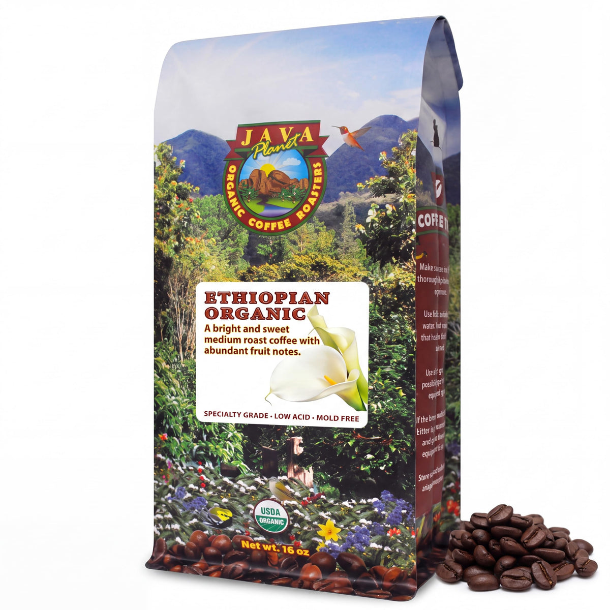 Java Planet Low Acid Organic Espresso Whole Bean Coffee 16oz