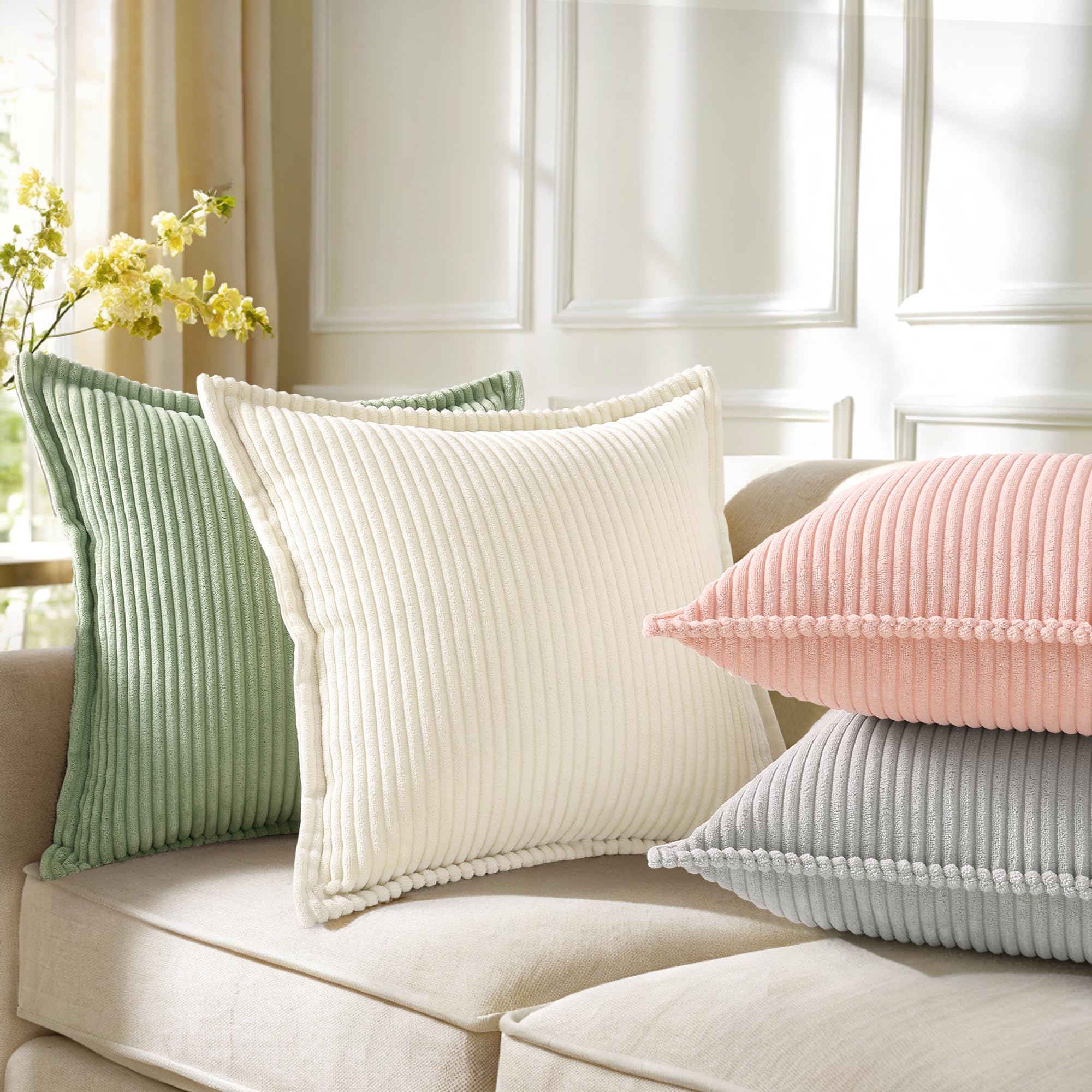 Cream White Throw Pillow Covers