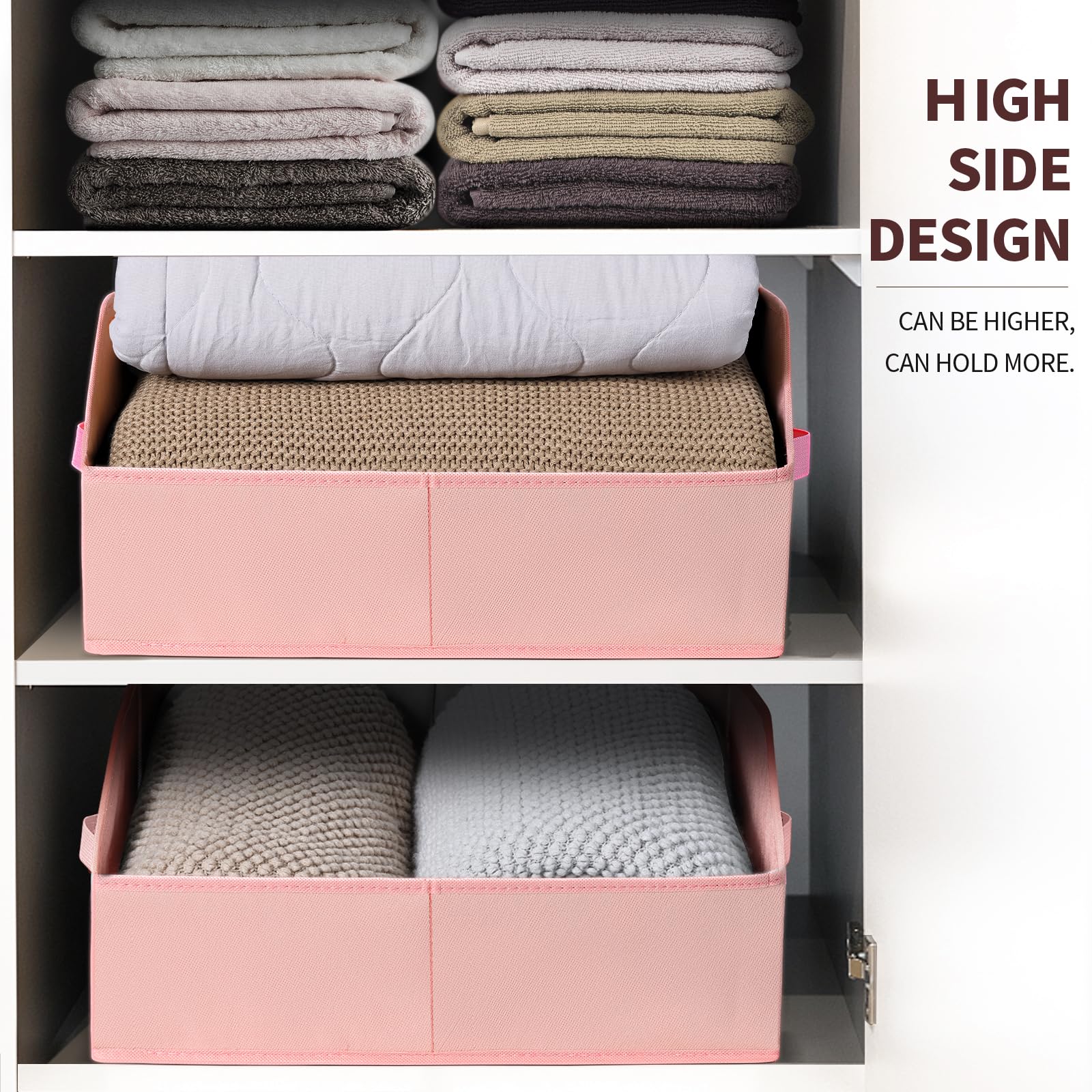 Homsorout Closet Organizers Bins 6 Packs - Large Closet Shelf Organizer with Handles, Fabric Trapezoid Storage Bins, Collapsible Storage Cubes for Clothes, Towels, Light Gray