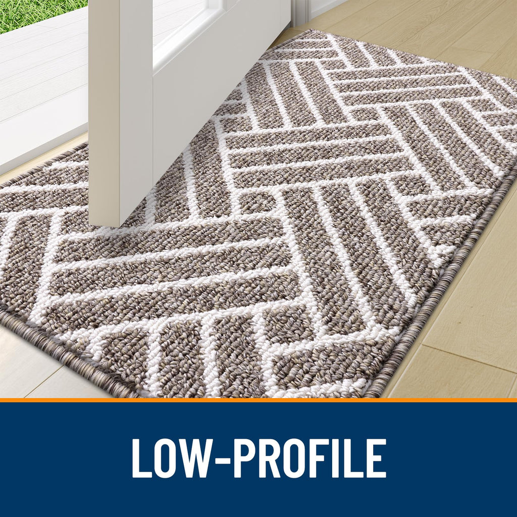 OLANLY Indoor Door Mat, 32x20 Inch, Dirt Resistant and Absorbent, Non-Slip Rubber Backing Floor Mats, Easy Clean Low-Profile Doormat for Entryway, Front Door, and Inside Entrance, Grey