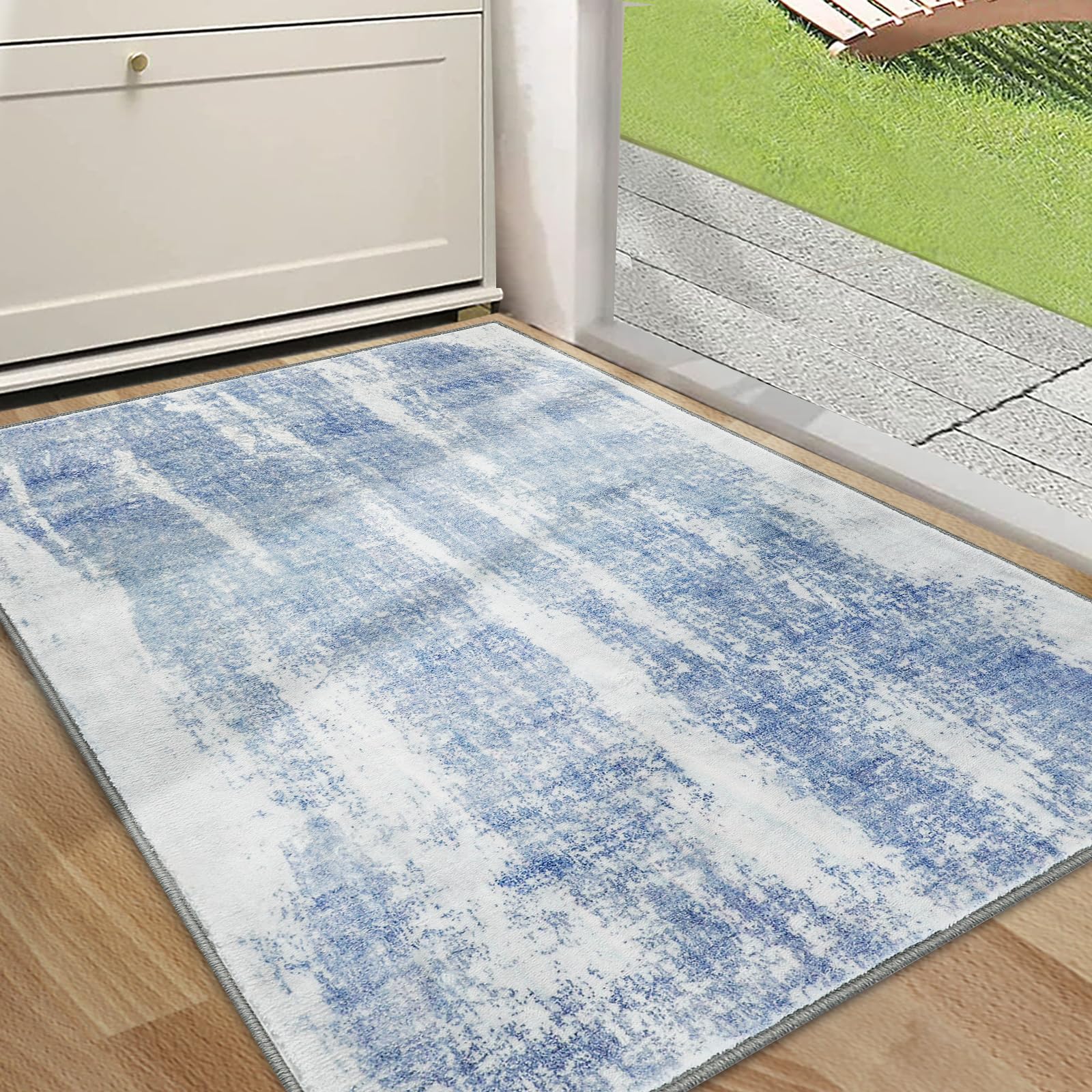 CRISTGEE Door Mat, Front Indoor Door Mat Faux Wool Non-Slip Entryway Rug Absorbent Abstract Throw Rug for Indoor Entrance Hallway Laundry Room, High Traffic Areas, 20X32 Inches, Gray Washable