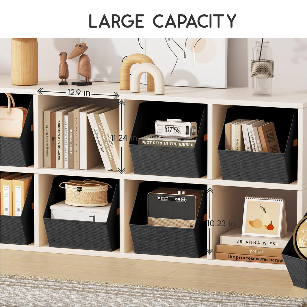 Homsorout Fabric Closet Storage Cubes - 6 Pack Square Storage Bins with Dual Handles for Clothes, Towels, Toys, Cube Storage Organizers for Bedroom, Nursery, Shelves, Closet, Small Spaces, Beige