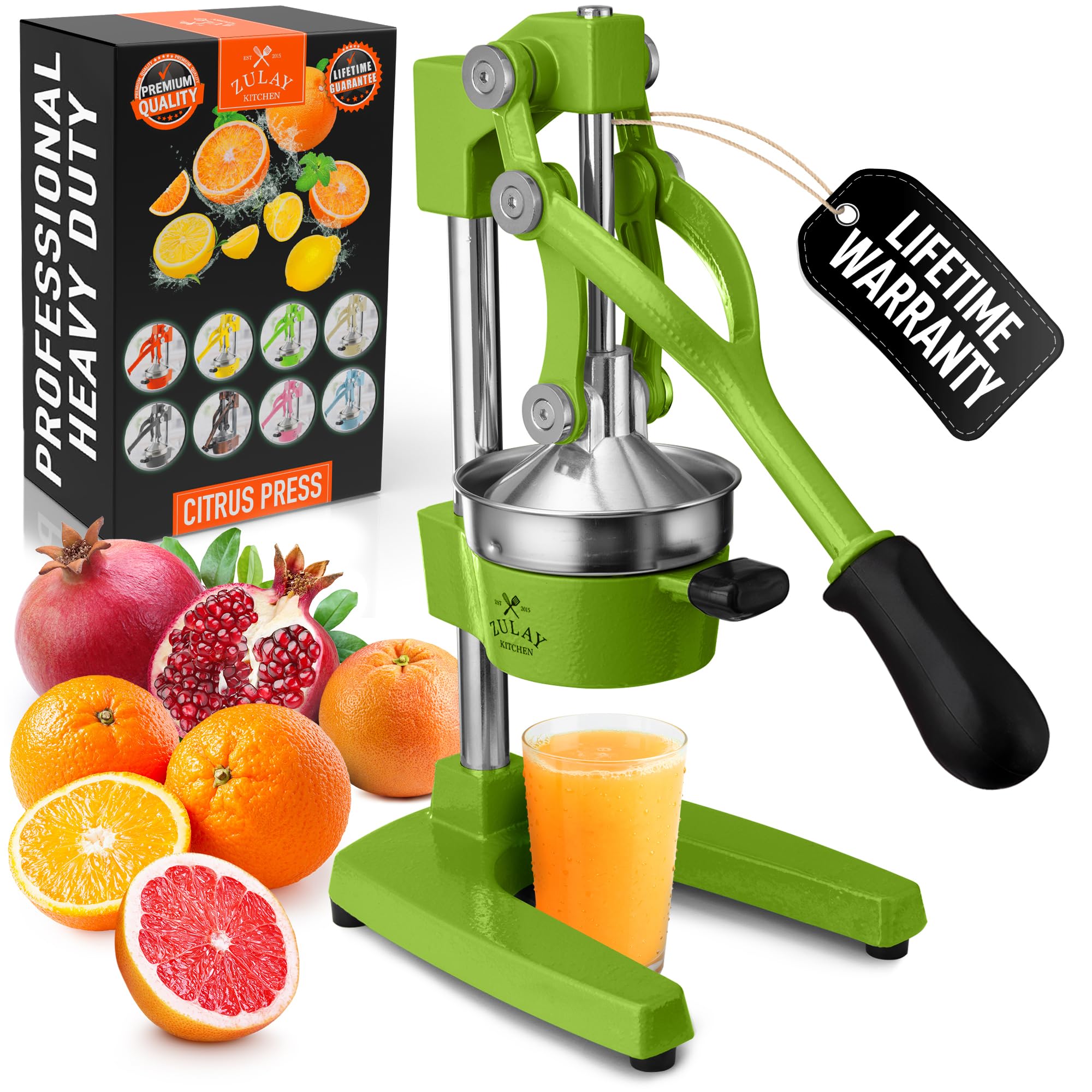 Zulay Kitchen Cast Iron Juicer - Easy-to-Clean Heavy-Duty Manual Juicer, Professional Citrus Juicer - Stainless Steel Lemon Squeezer - Manual Citrus Press & Orange Squeezer - Orange Juicer (Black)