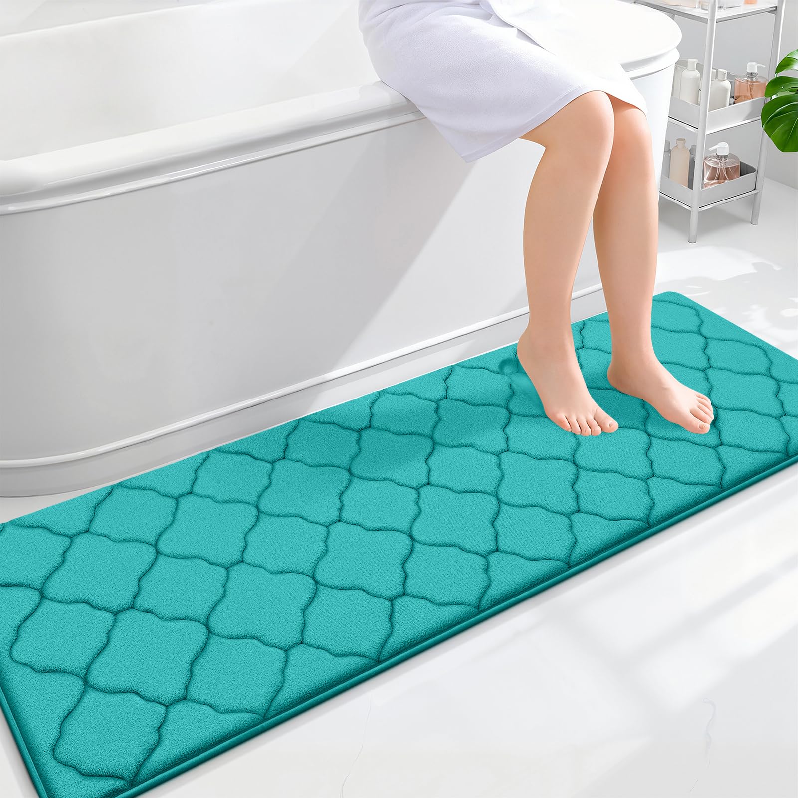 OLANLY Memory Foam Bath Mat Rug 24x16, Ultra Soft and Absorbent Bathroom Rugs, Non-Slip, Comfortable, Machine Washable Bath Carpet for Bathroom Floor, Tub, Shower and Home Decor Accessories, Black