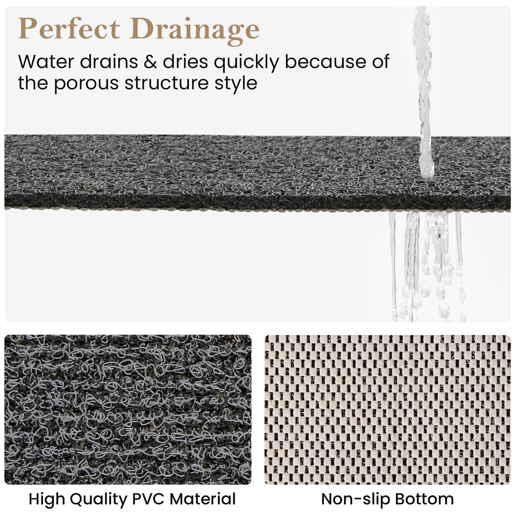 PVC Loofah Shower/Bathtub Mat Non-Slip, 24x16 inch, Soft Tub Mat with Drain, for Tub and Bathroom,Quick Drying,Grey