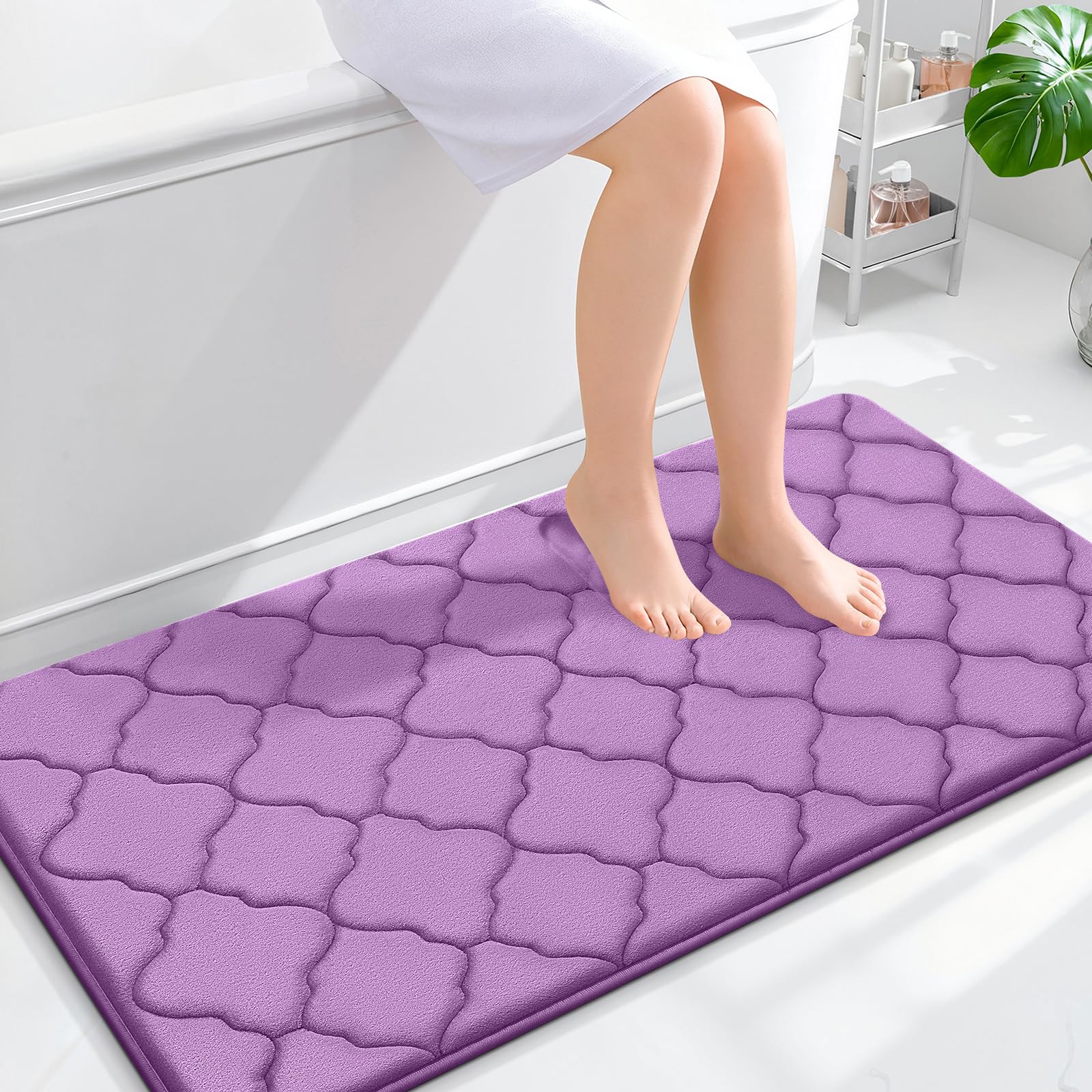 OLANLY Memory Foam Bath Mat Rug 24x16, Ultra Soft and Absorbent Bathroom Rugs, Non-Slip, Comfortable, Machine Washable Bath Carpet for Bathroom Floor, Tub, Shower and Home Decor Accessories, Black