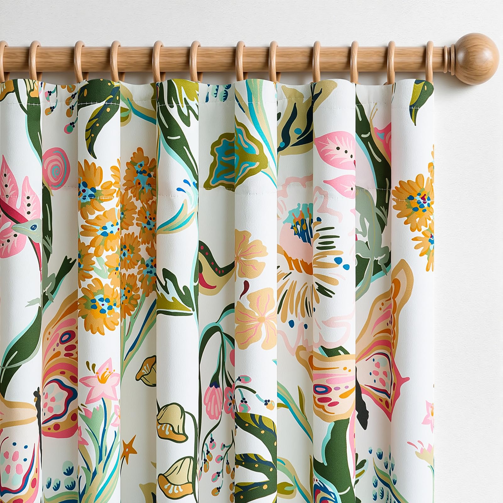 Topfinel Mustard Yellow Curtains 84 Inches Long 2 Panels for Bedroom Living Room Daffodil Butterfly Country Tropical Floral Drapes Vintage Farmhouse Light Filtering Privacy Window Curtain Blackout