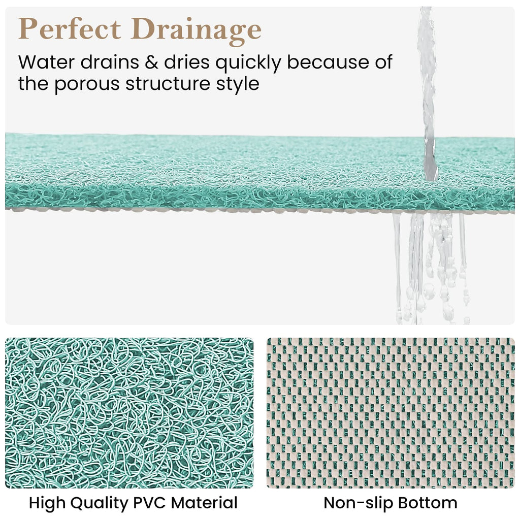 PVC Loofah Shower/Bathtub Mat Non-Slip, 24x16 inch, Soft Tub Mat with Drain, for Tub and Bathroom,Quick Drying,Grey