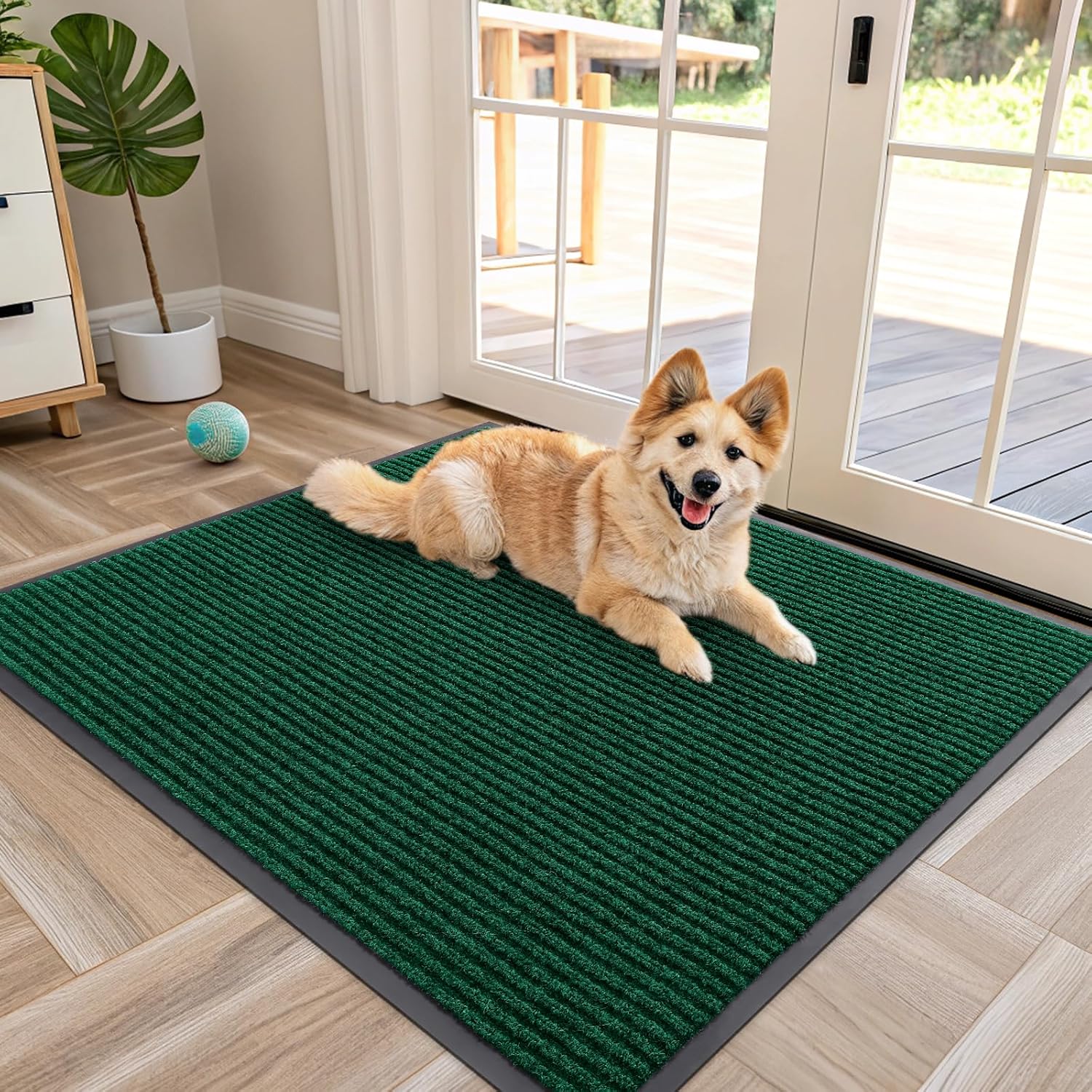 OLANLY Front Door Mat Indoor Outdoor Entrance, Waterproof Heavy Duty Doormat, Fade Resistant, Low Profile, Easy Clean Patio Porch Welcome Floor Mats for Entry, 29.5x17, Beige
