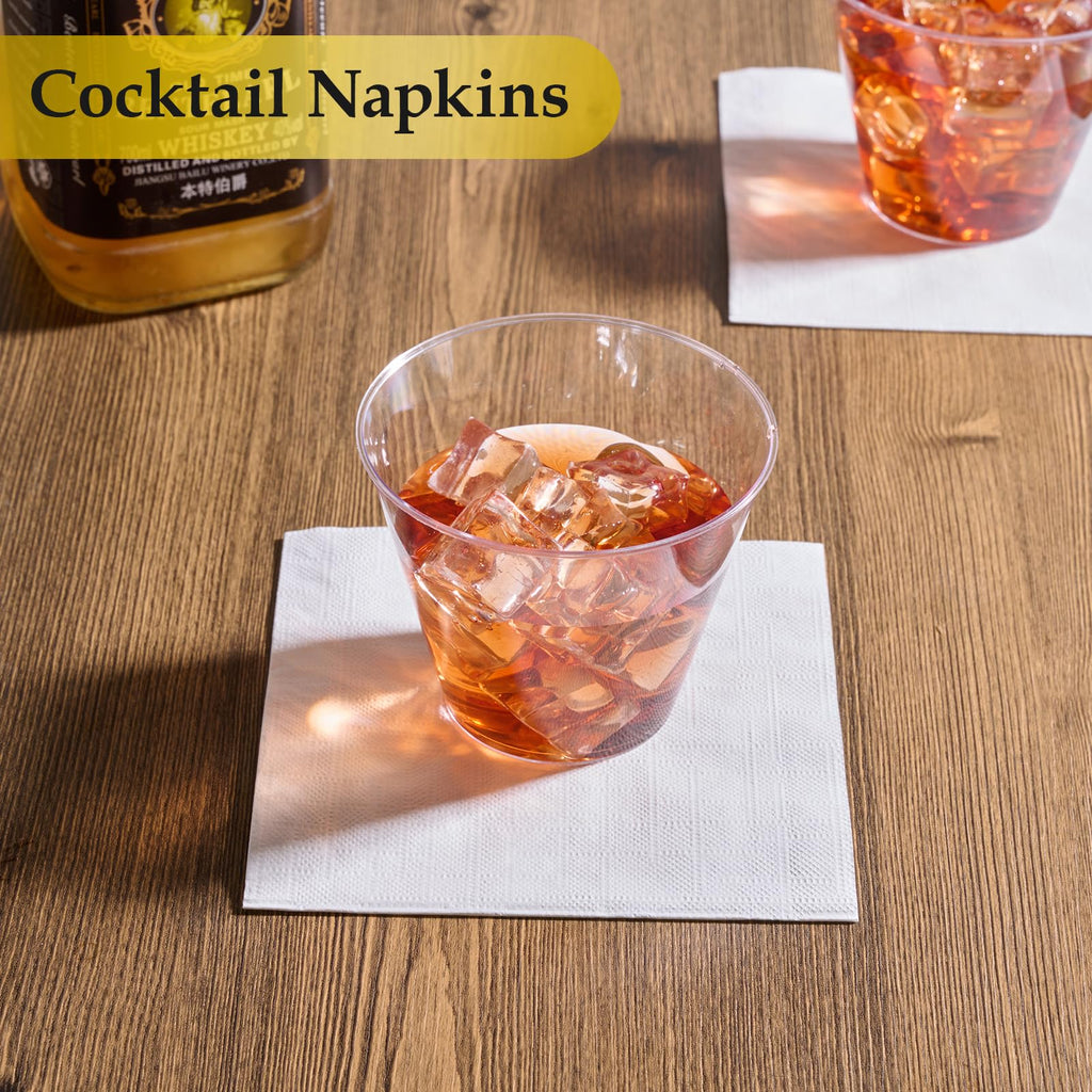 Vplus 200 Pack Cocktail Napkins Paper, 3-Ply Beverage Napkins, Disposable Gold Square Napkins, Perfect for Restaurant, Event, Bar, Wedding, Baby Shower and Birthday Party
