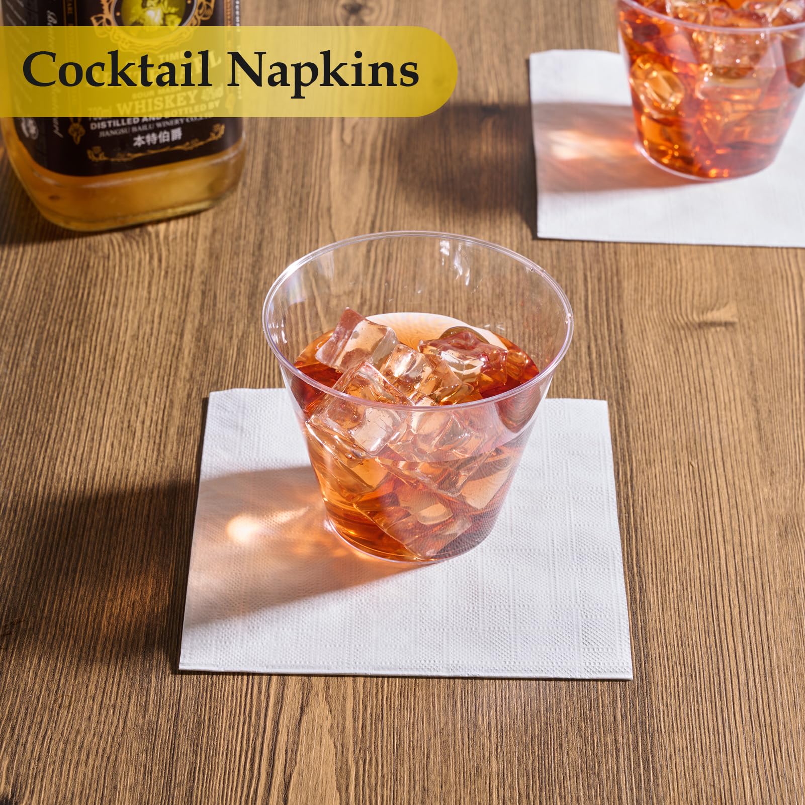 Vplus 200 Pack Cocktail Napkins Paper, 3-Ply Beverage Napkins, Disposable Gold Square Napkins, Perfect for Restaurant, Event, Bar, Wedding, Baby Shower and Birthday Party