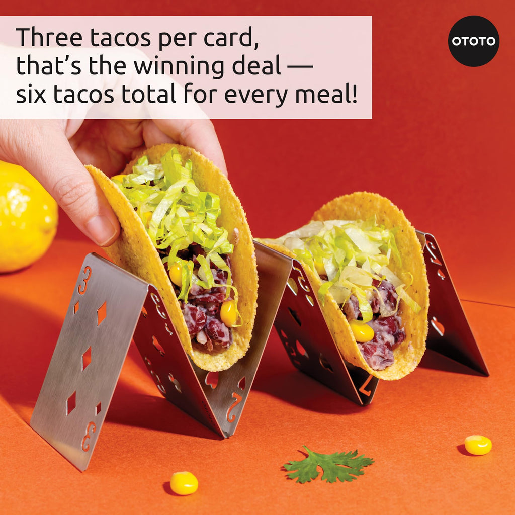 NEW - OTOTO Catos Taco Holder Set of 3 - Taco Shell Holder, Taco Stand, Taco Tray, Cute Kitchen Accessories, Weird Gifts, Cooking Gifts, Funny Gifts, Taco Stands for 3 Tacos, Fun Kitchen Gadgets