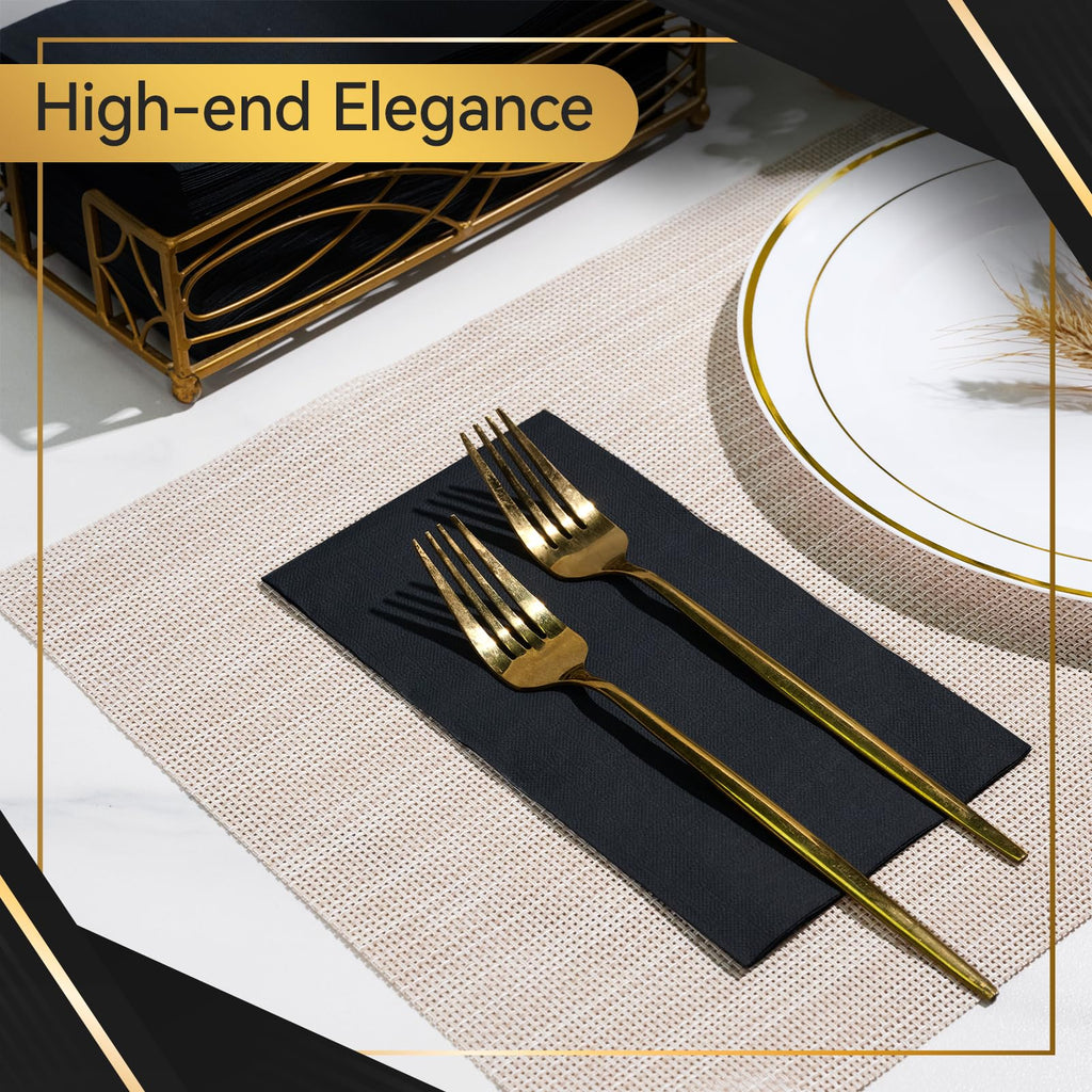 Vplus 1000 Pack Black Cocktail Napkins, Elegant Beverage Napkins, 3-Ply Disposable Paper Napkins 4.9x4.9 inch, Perfect for Restaurant, Bar, Party, Wedding, Dessert Napkins