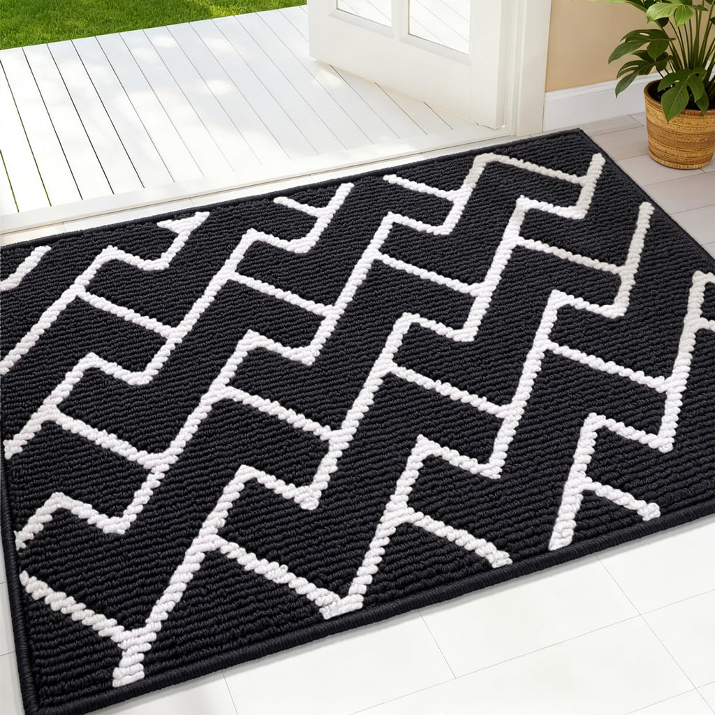 OLANLY Front Door Mat, Non-Slip Rubber Backing, Dirt Resistant and Absorbent, Washable, Easy to Clean Low-Profile Indoor Doormat for Back Door, Entryway, Inside Entrance, 32x20, Grey