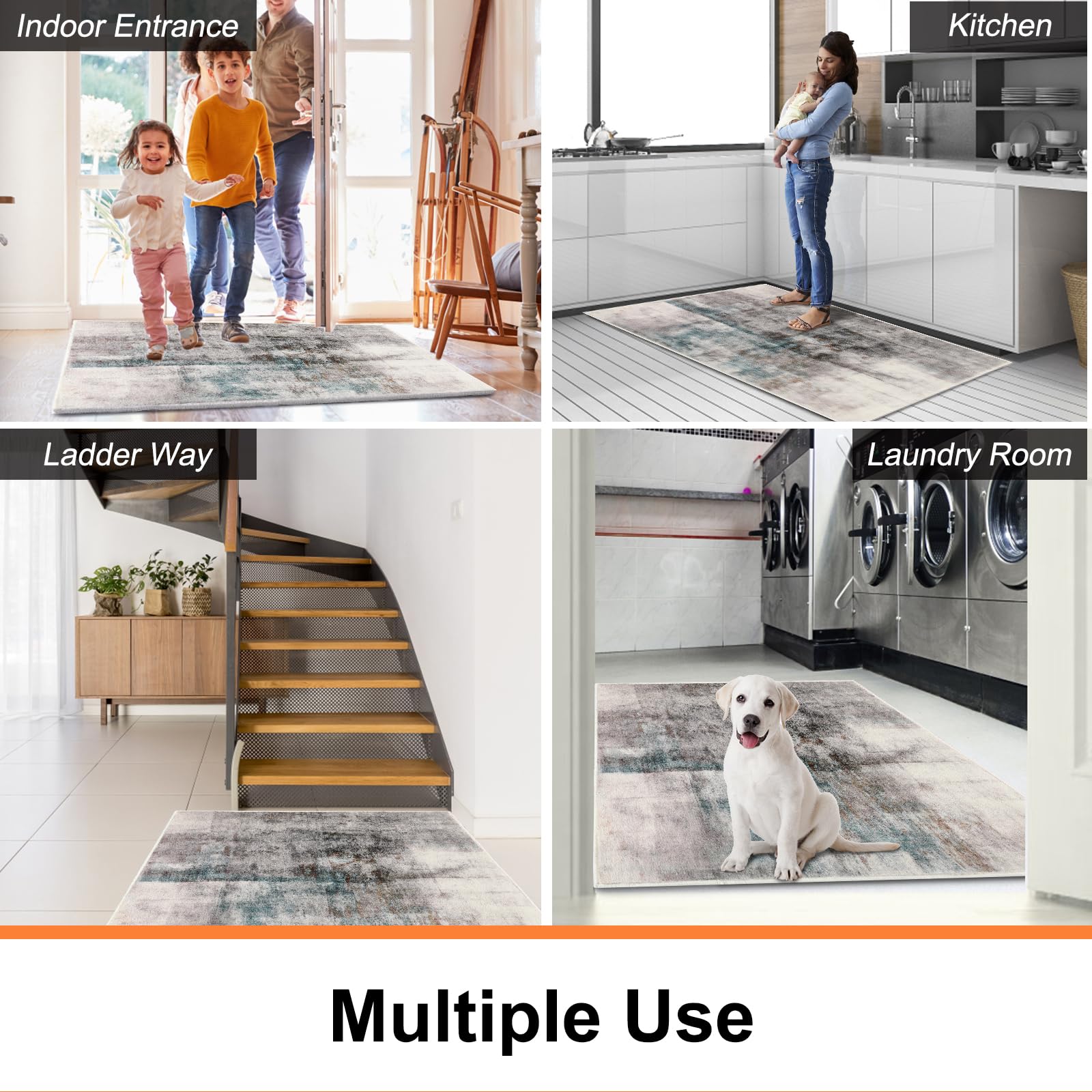 CRISTGEE Door Mat, Front Indoor Door Mat Faux Wool Non-Slip Entryway Rug Absorbent Abstract Throw Rug for Indoor Entrance Hallway Laundry Room, High Traffic Areas, 20X32 Inches, Gray Washable