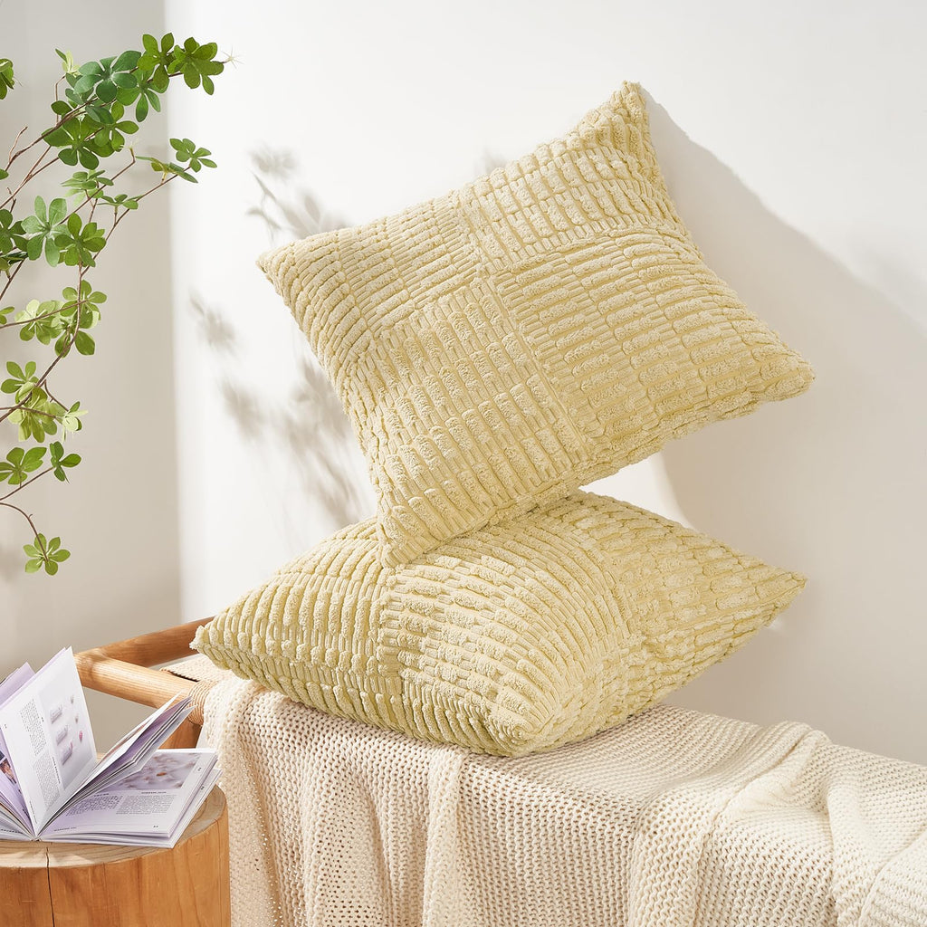 Topfinel Fall Pillow Covers Set of 2 Soft Corduroy Boho Strip Textured Terracotta Pillow Covers Modern Farmhouse Cute Autumn Home Decor Burnt Orange Living Room Sofa Couch Bed 30x30 cm