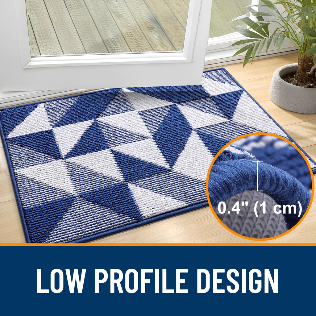 OLANLY Door Mat Indoor Entrance Washable 32x20, Odor-Free Low-Profile Front Back Geometric Doormat, Absorbent Resist Dirt Entry Carpet, Easy to Clean Sturdy Inside Floor Mats for Entryway, Black