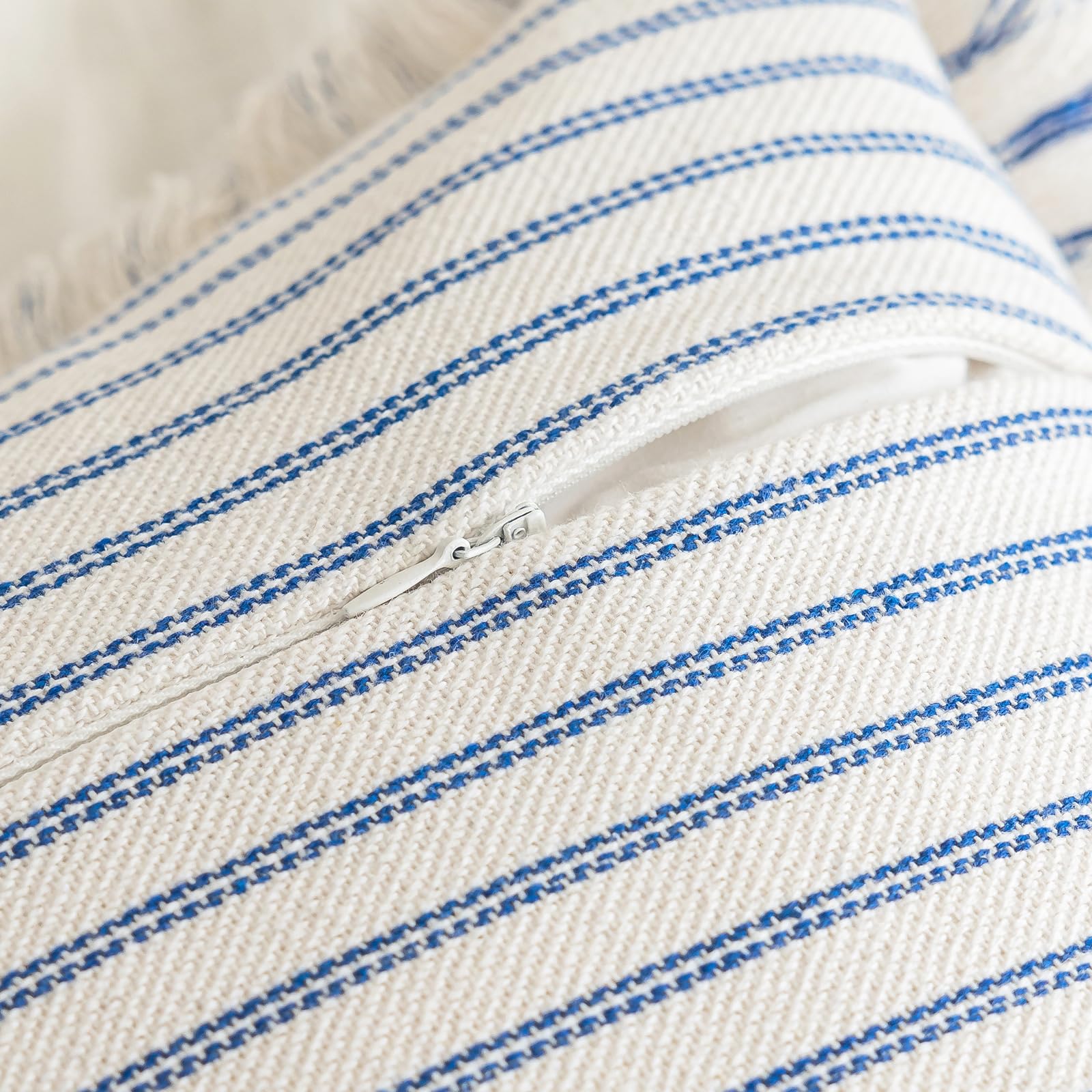 YEENAASY Throw Pillow Covers 20x20 Set of 2 Striped Fringe Pillow Cover Farmhouse Cushion Covers with Tassel Neutral Boho Pillows Decorative Square Pillowcase for Couch Sofa Bed, Black