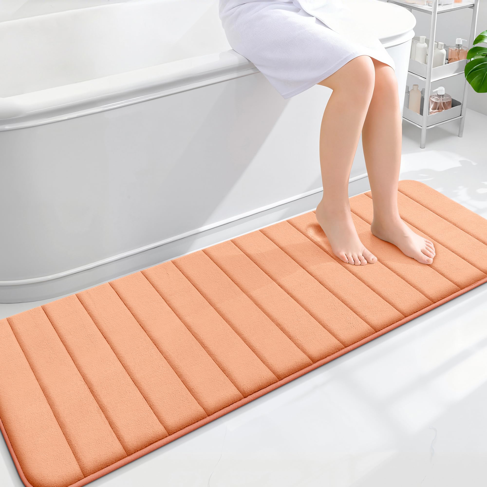 OLANLY Memory Foam Bath Mat 30x20, Super Soft Absorbent Bathroom Rugs, Quick Dry, Machine Washable Shower Floor Rugs, Bathmat Carpet, Bathroom Home Decor Accessories, Grey