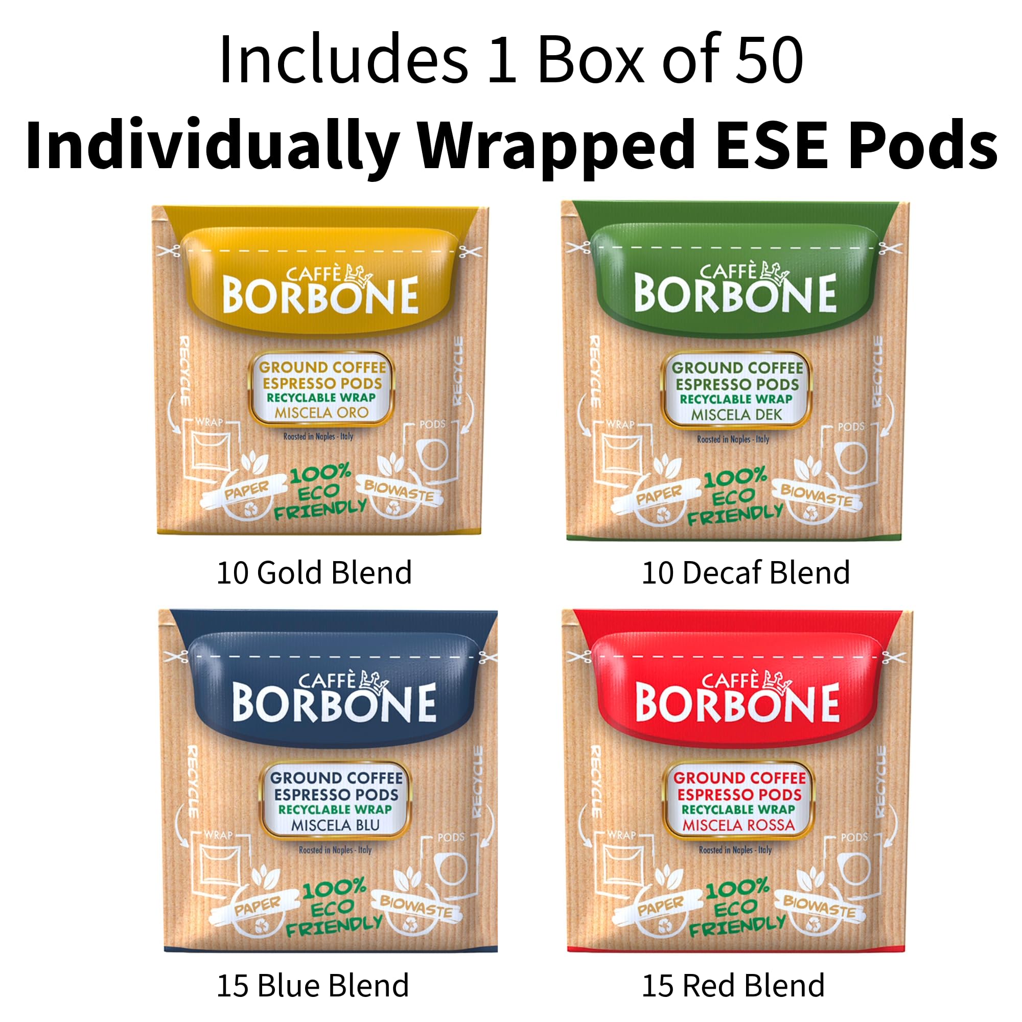 Caffè Borbone Espresso Paper Pods, Blue Blend, Balanced and Full-Bodied, Medium Roast ESE Pods, Authentic Italian Espresso - 150 Count