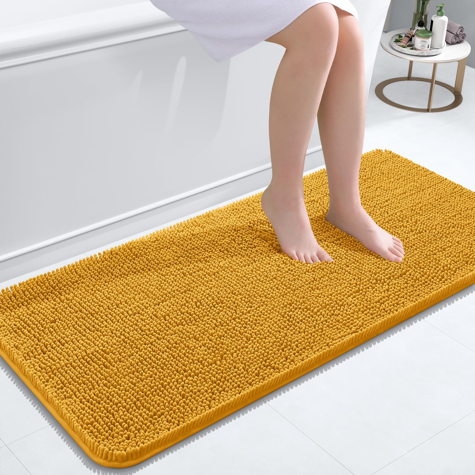 OLANLY Bathroom Rugs 30x20, Extra Soft Absorbent Chenille Bath Rugs, Rubber Backing Quick Dry, Machine Washable Bath Mats for Bathroom Floor, Tub and Shower, Home Decor Accessories, Grey