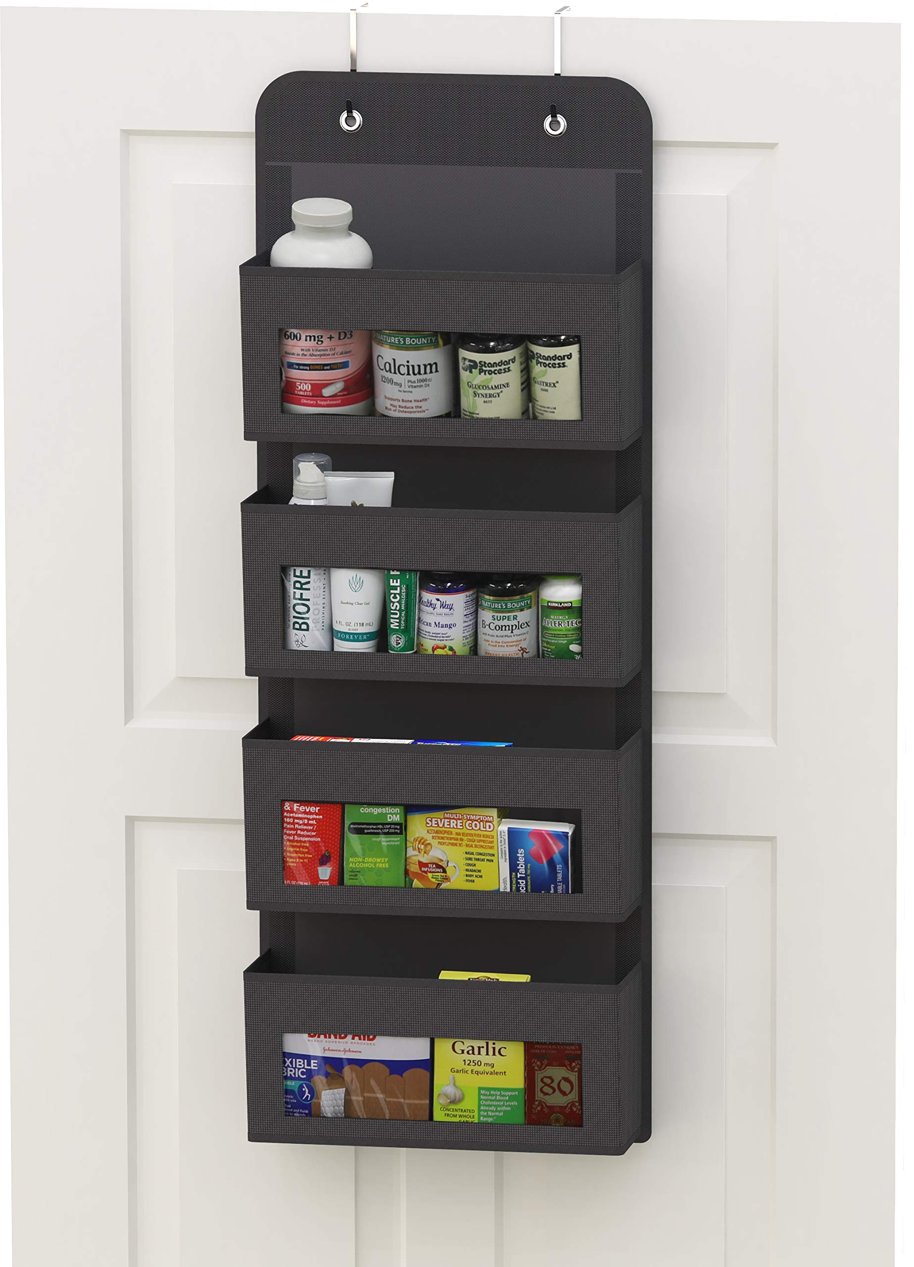 Simple Houseware 6 Clear Window Pocket Over Closet Door Storage Hanging Organizer for Bedroom, Bathroom, Pantry, Beige
