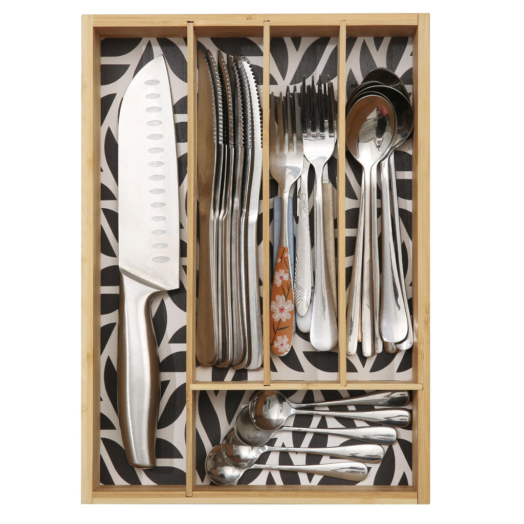 Silverware Organizer - Expandable Kitchen Drawer Organizer - Adjustable Kitchen Drawer Organizer for Utensils, Expandable to 22 Inches Wide, 10 Compartments, Silverware Tray for Drawer