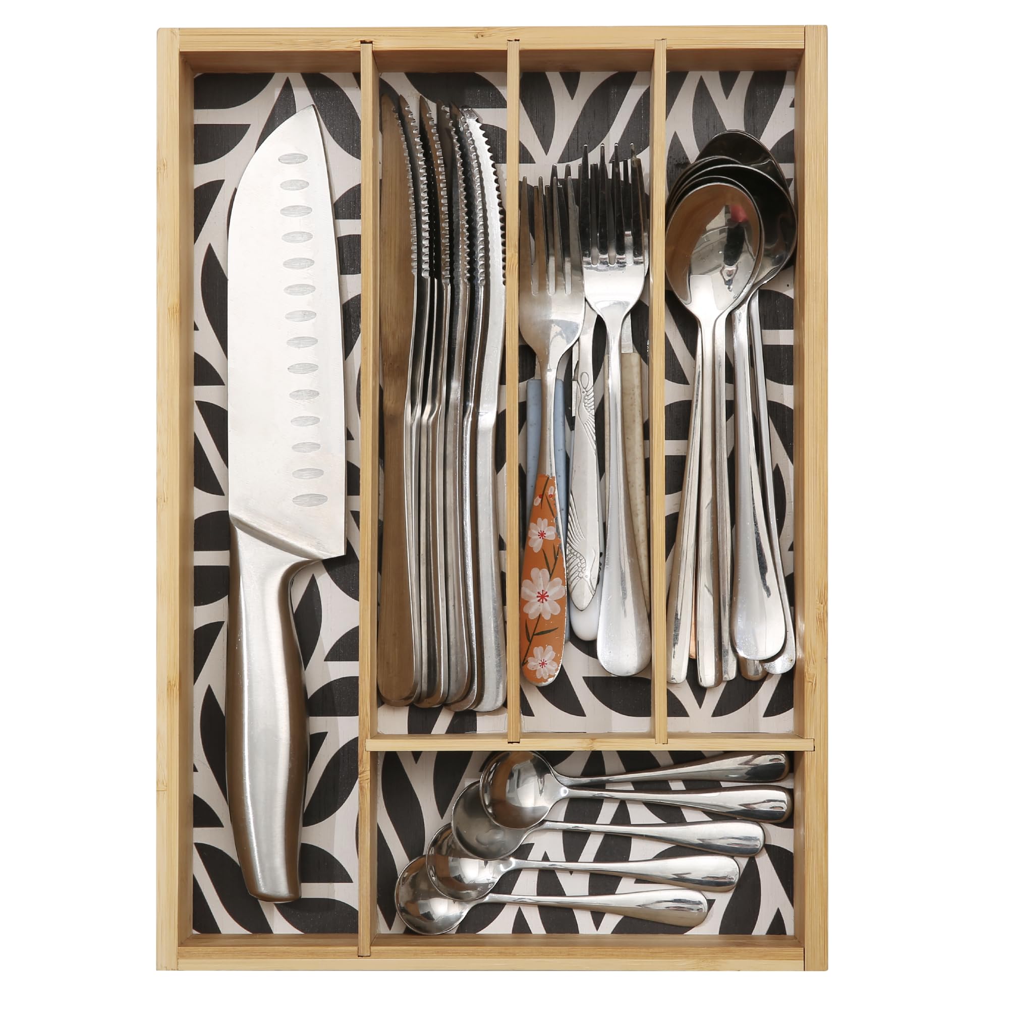 Silverware Organizer - Expandable Kitchen Drawer Organizer - Adjustable Kitchen Drawer Organizer for Utensils, Expandable to 22 Inches Wide, 10 Compartments, Silverware Tray for Drawer