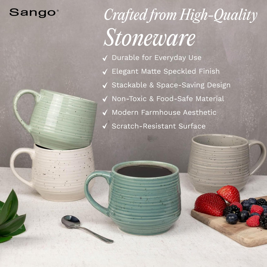 Sango Siterra Painter's Palette 16-Piece Stoneware Dinnerware Set - Service for 4, Ceramic Plates and Bowls Sets, Chip Resistant, Rustic Dishware, Microwave & Dishwasher Safe Kitchen Dishes