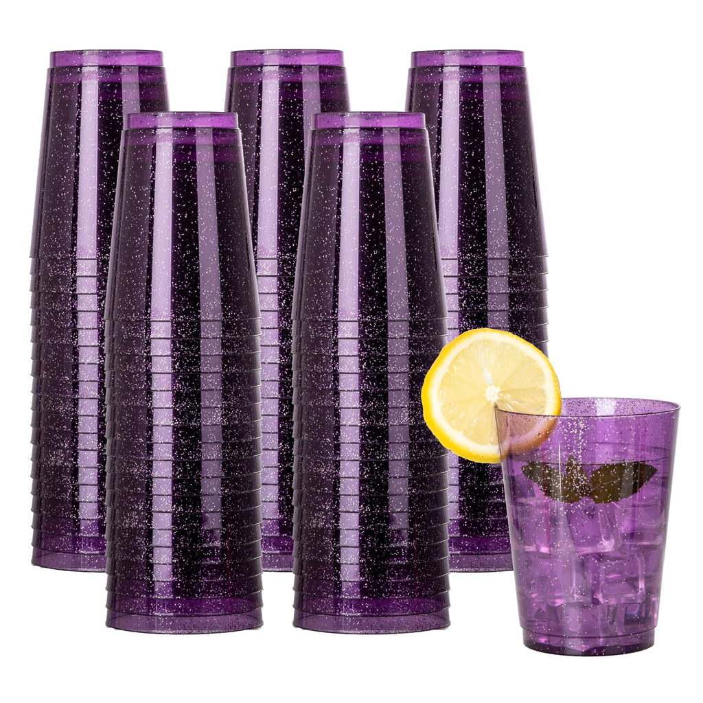 DaYammi 100 Pack 10oz Pink Plastic Cups for Party Premium Glitter Disposable Plastic Cup for Martini and Cocktail, Hard Pink Disposable Cups for Wedding,pink cups for Mother's Day Party