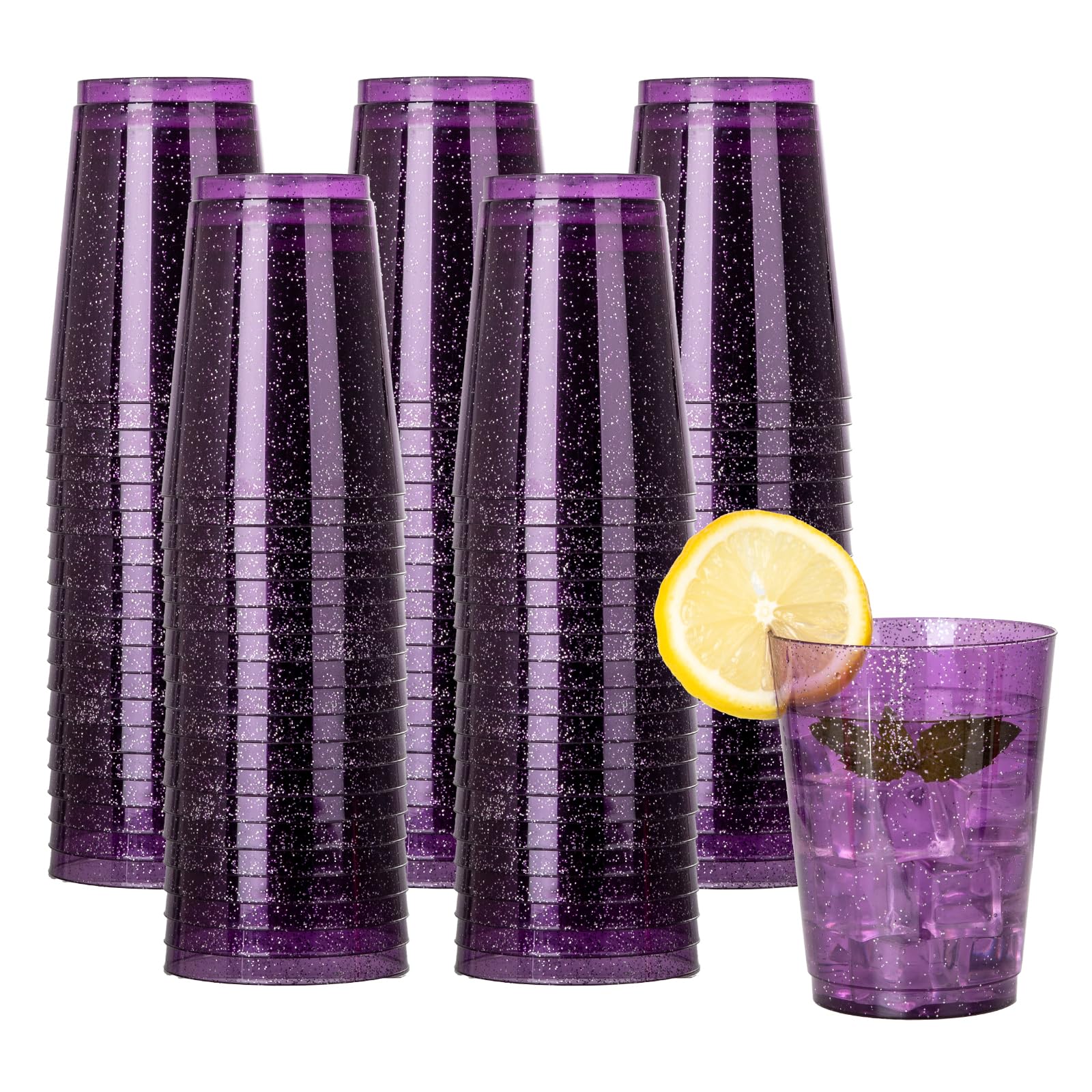 DaYammi 100 Pack 10oz Pink Plastic Cups for Party Premium Glitter Disposable Plastic Cup for Martini and Cocktail, Hard Pink Disposable Cups for Wedding,pink cups for Mother's Day Party