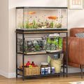 ThreeHio 20 Gallon Fish Tank Stand, 3 Tier Aquarium Stand with Adjustable Shelf, 33.11" L* 15.75" W Tabletop, Heavy Duty Terrarium Stand with Lockable Wheels, Rolling Storage Cart Shelf Rack Organizer for Kitchen, Living Room, Office, Balcony