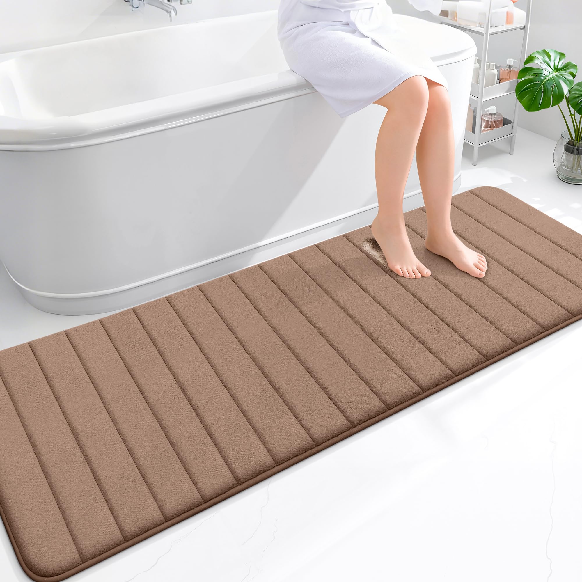 OLANLY Memory Foam Bath Mat 30x20, Super Soft Absorbent Bathroom Rugs, Quick Dry, Machine Washable Shower Floor Rugs, Bathmat Carpet, Bathroom Home Decor Accessories, Grey