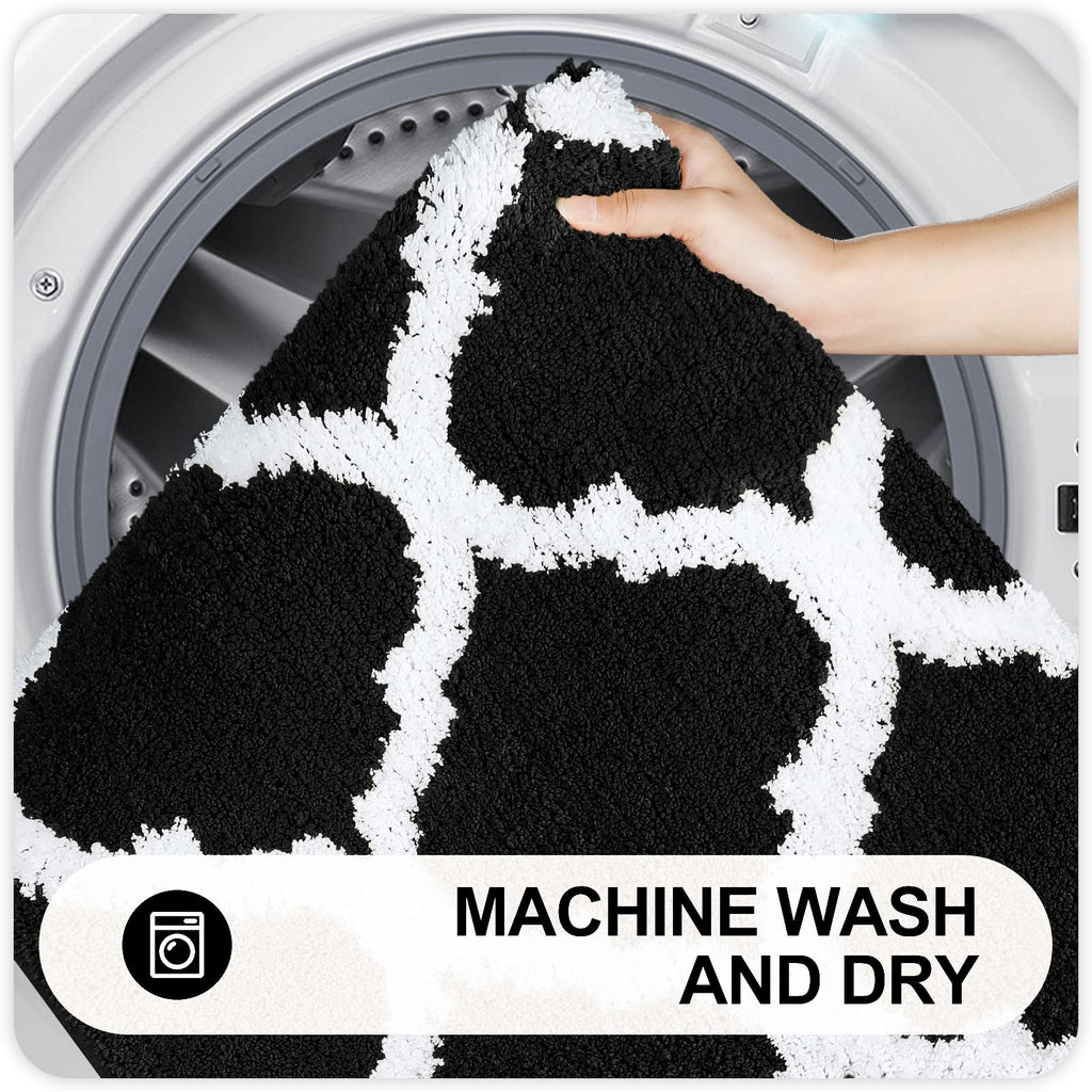 OLANLY Bathroom Rugs 24x16, Soft and Absorbent Microfiber Bath Rugs, Non-Slip Shaggy Shower Carpet, Machine Wash Dry, Bath Mats for Bathroom Floor, Tub and Shower, Grey