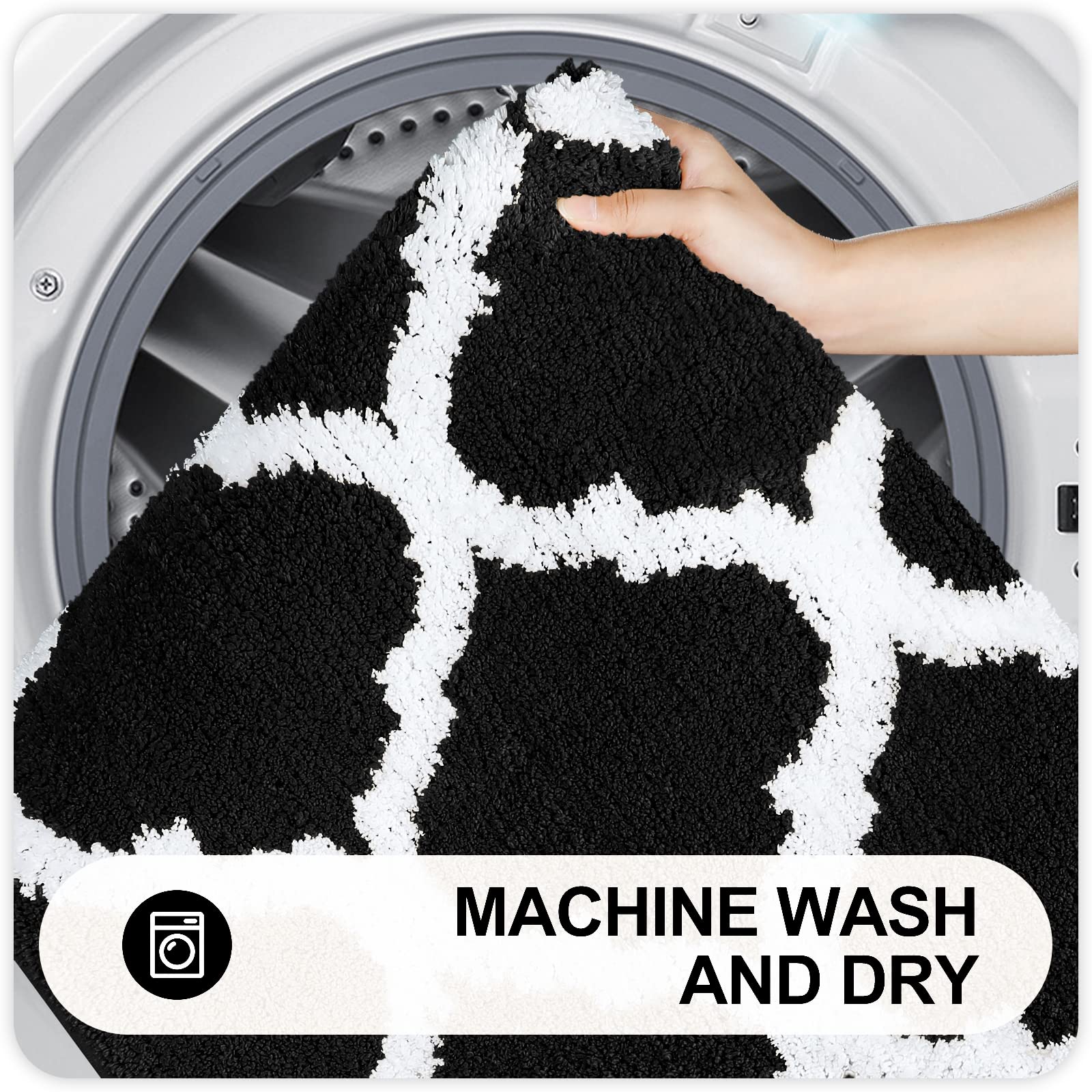 OLANLY Bathroom Rugs 24x16, Soft and Absorbent Microfiber Bath Rugs, Non-Slip Shaggy Shower Carpet, Machine Wash Dry, Bath Mats for Bathroom Floor, Tub and Shower, Grey