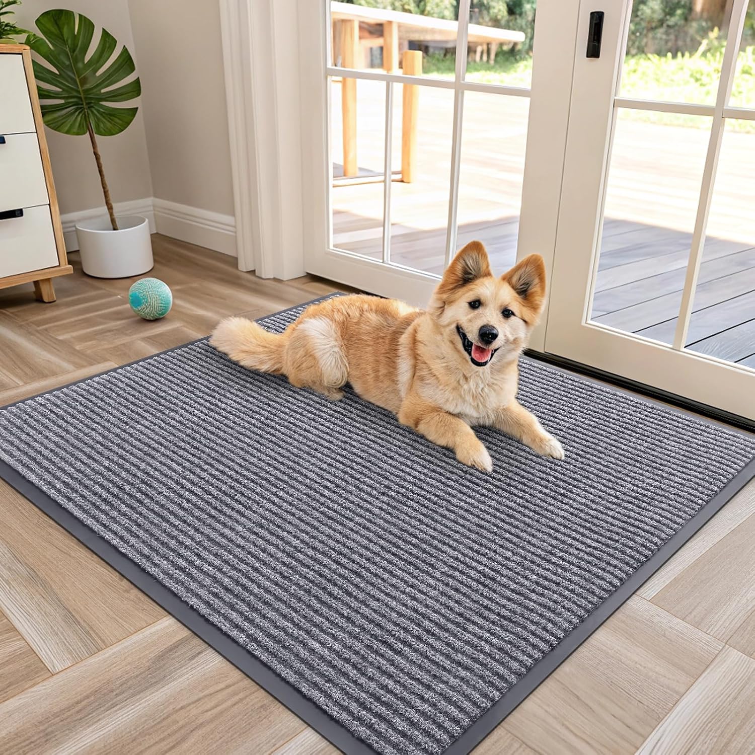 OLANLY Front Door Mat Indoor Outdoor Entrance, Waterproof Heavy Duty Doormat, Fade Resistant, Low Profile, Easy Clean Patio Porch Welcome Floor Mats for Entry, 29.5x17, Beige