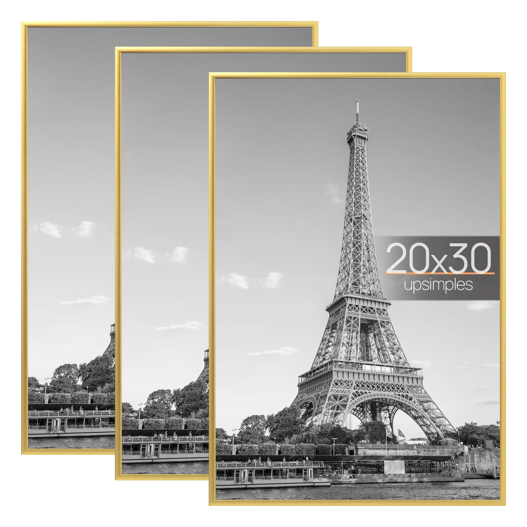 upsimples 12x16 Picture Frame Black 3 Pack, Scratch-Proof Poster Frames 12 x 16 for Photo Gallery - Slide-In Strips, Horizontal or Vertical Wall Mounting