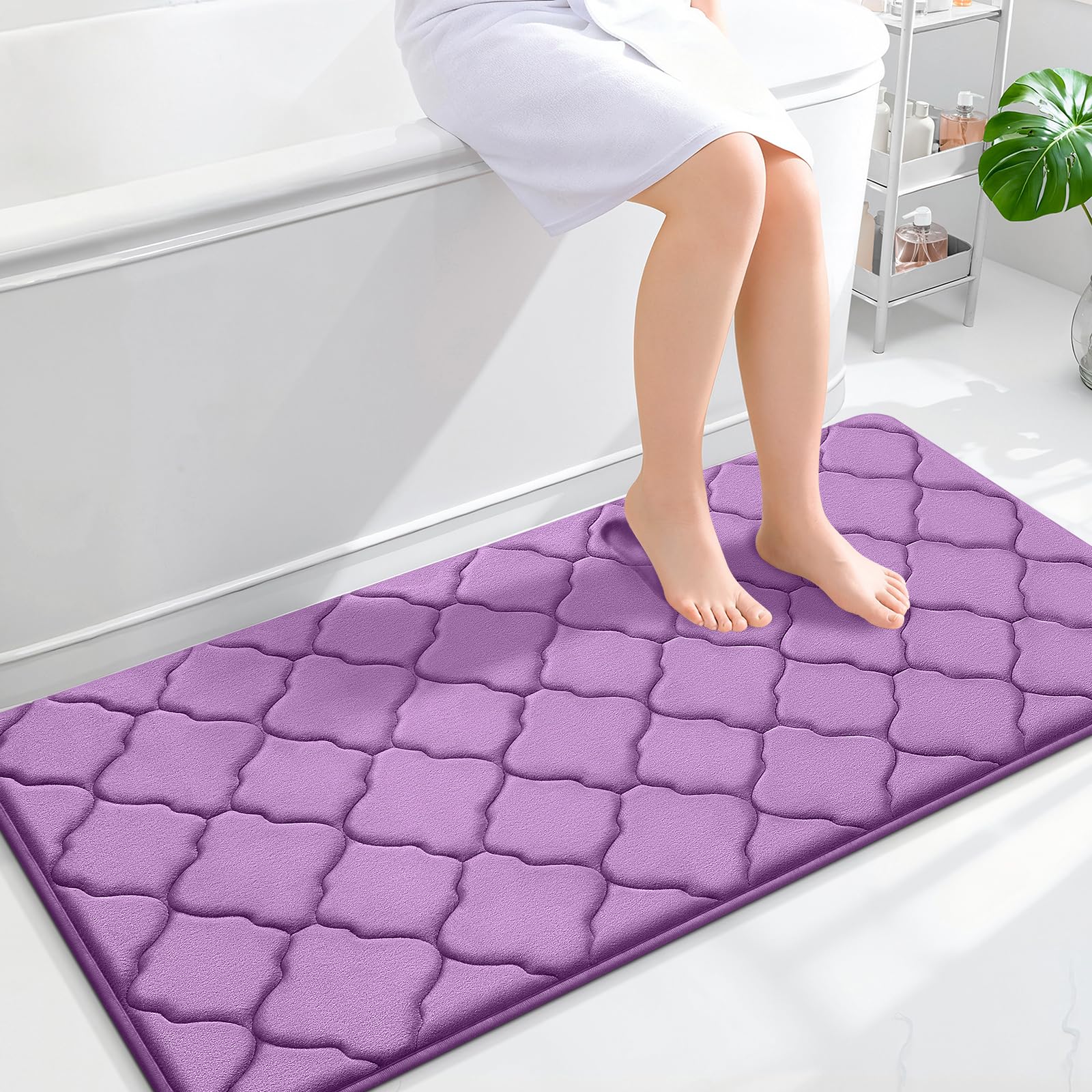 OLANLY Memory Foam Bath Mat Rug 24x16, Ultra Soft and Absorbent Bathroom Rugs, Non-Slip, Comfortable, Machine Washable Bath Carpet for Bathroom Floor, Tub, Shower and Home Decor Accessories, Black