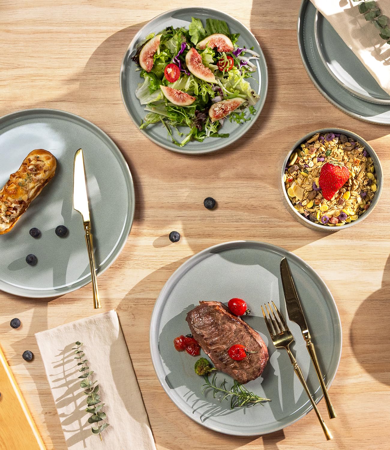 TheTerra Ceramic Dinnerware Sets for 4, 12 Pieces Porcelain Lightweight Speckled Plates and Bowls Sets, Scratch Resistant Dish Set, Oven & Microwave & Dishwasher Safe