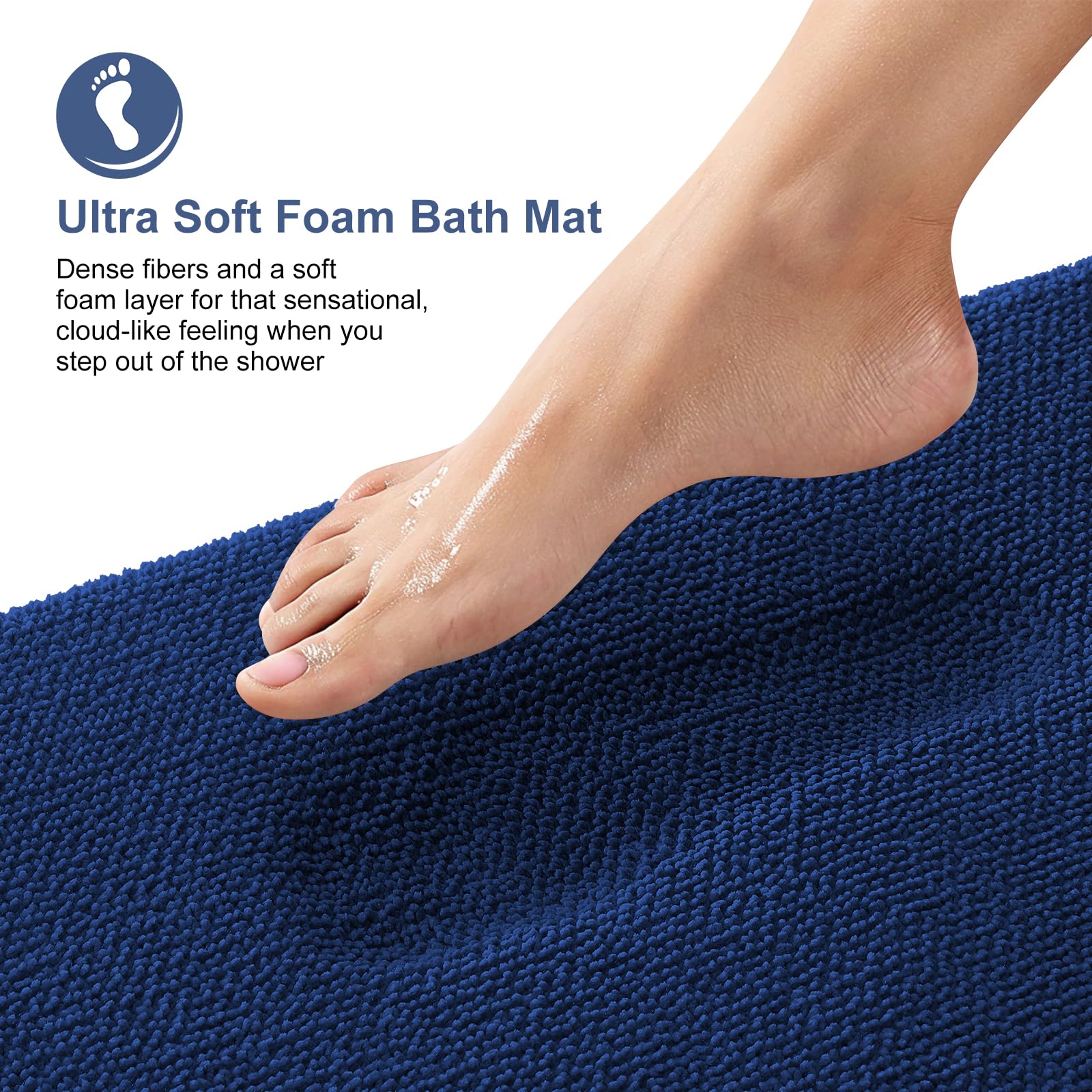 OLANLY Bathroom Rugs Sets 2 Piece, Soft Absorbent Memory Foam Bath Rug Set, Non-Slip, Quick Dry, Machine Washable Bath Mats for Bathroom, Home Decor Accessories (30"x20"+24"x16", Grey)