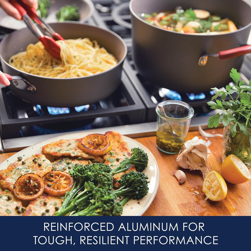 Rachael Ray - 16802 Rachael Ray Cucina Nonstick Cookware Pots and Pans Set, 12 Piece, Sea Salt Gray