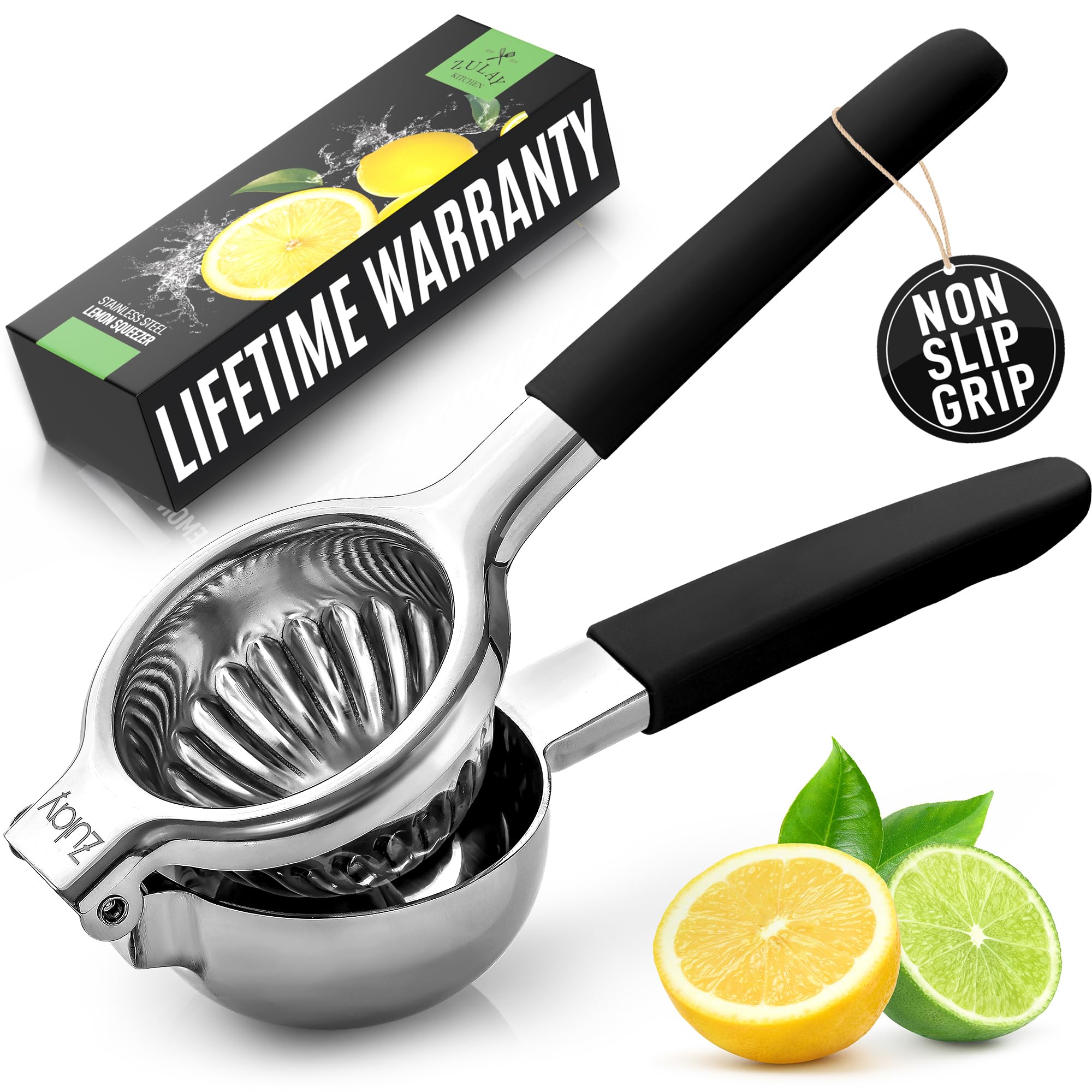 Lemon Squeezer Stainless Steel with Premium Quality Heavy Duty Solid Metal Squeezer Bowl - Large Manual Citrus Press Juicer and Lime Squeezer Stainless Steel - by Zulay Kitchen