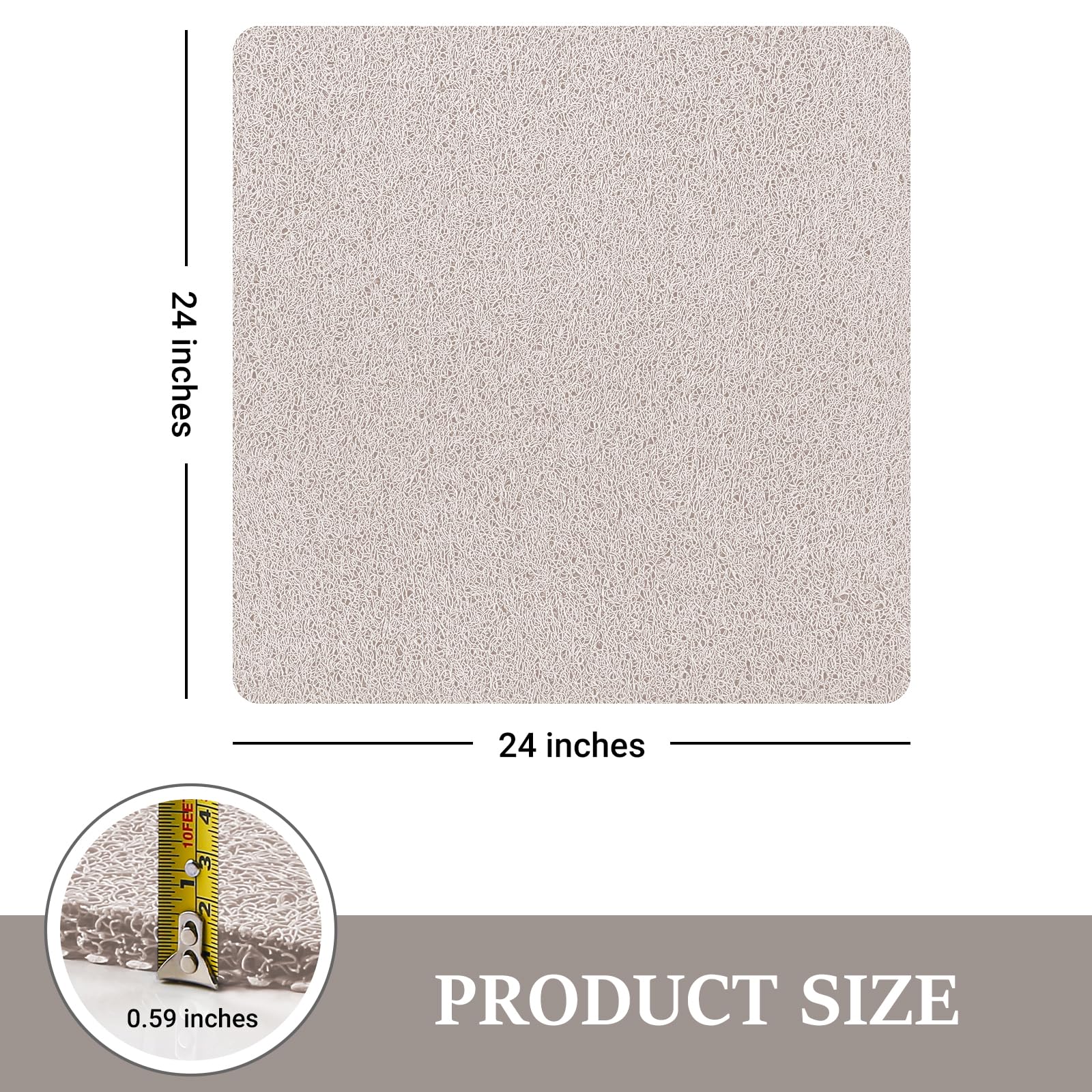 PVC Loofah Shower/Bathtub Mat Non-Slip, 24x16 inch, Soft Tub Mat with Drain, for Tub and Bathroom,Quick Drying,Grey