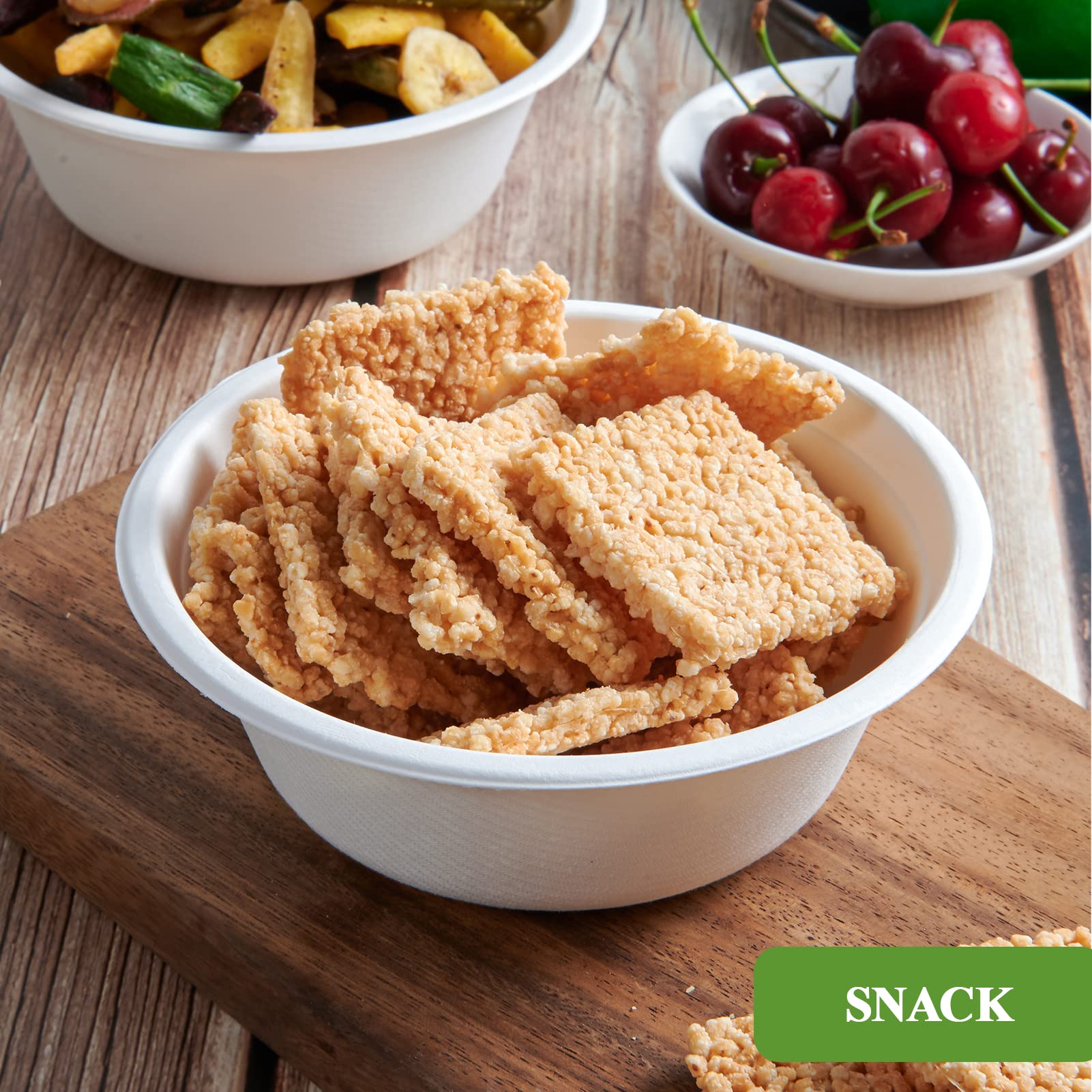 Vplus 200 Pack 12 OZ Paper Bowls, Disposable Compostable Bowls Bulk, Eco-friendly Bagasse Bowls, Heavy-duty Bowls Perfect for Milk Cereals, Snacks, Salads