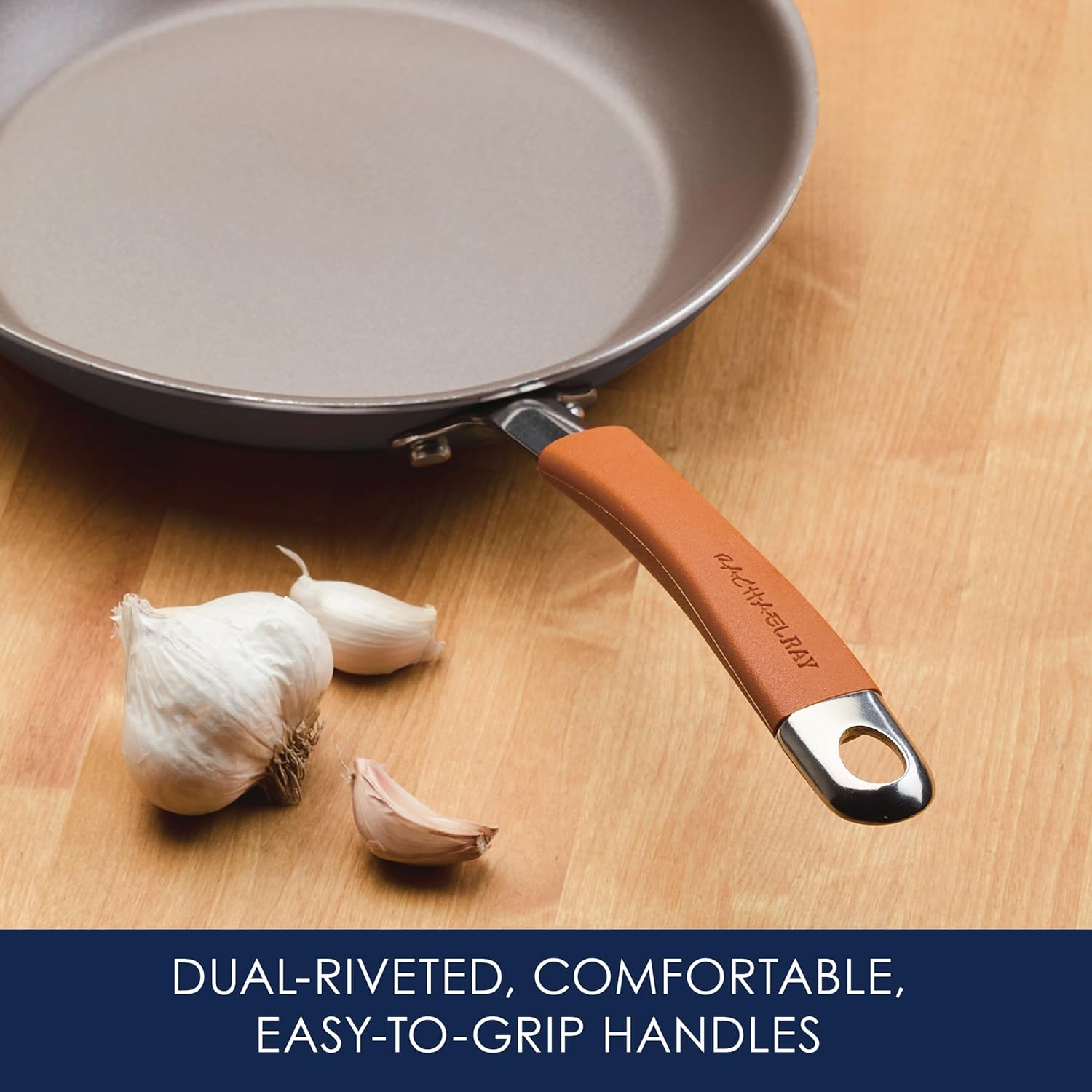 Rachael Ray - 16802 Rachael Ray Cucina Nonstick Cookware Pots and Pans Set, 12 Piece, Sea Salt Gray