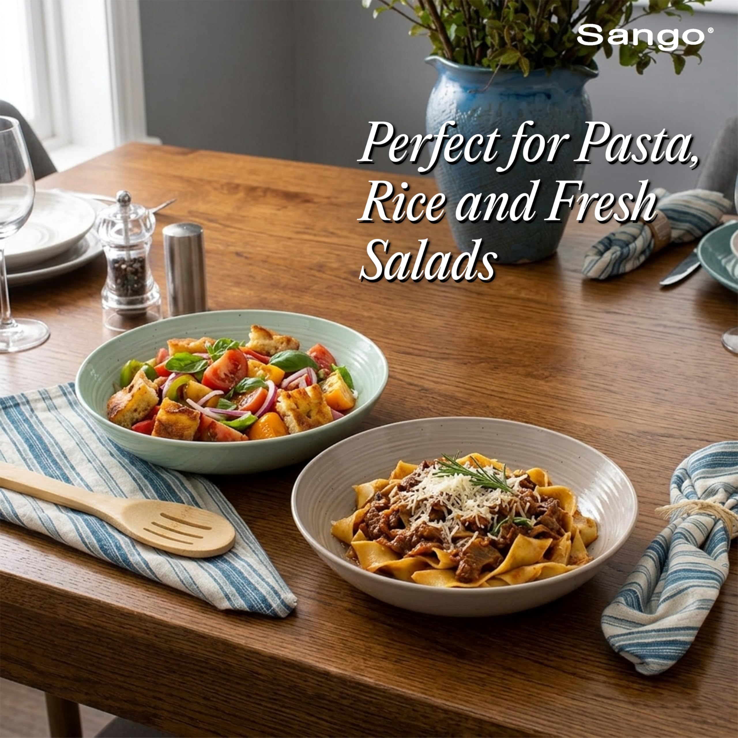 Sango Siterra Painter's Palette 16-Piece Stoneware Dinnerware Set - Service for 4, Ceramic Plates and Bowls Sets, Chip Resistant, Rustic Dishware, Microwave & Dishwasher Safe Kitchen Dishes